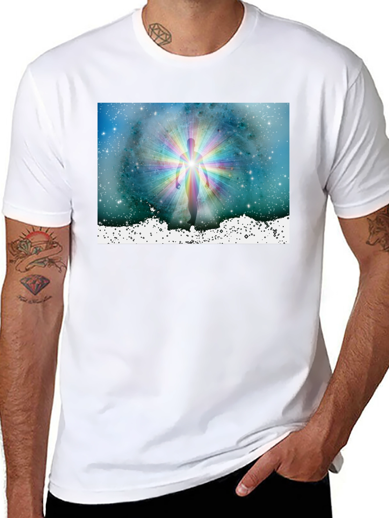 Celestial Being Graphic Tee - Black Cotton Comfort