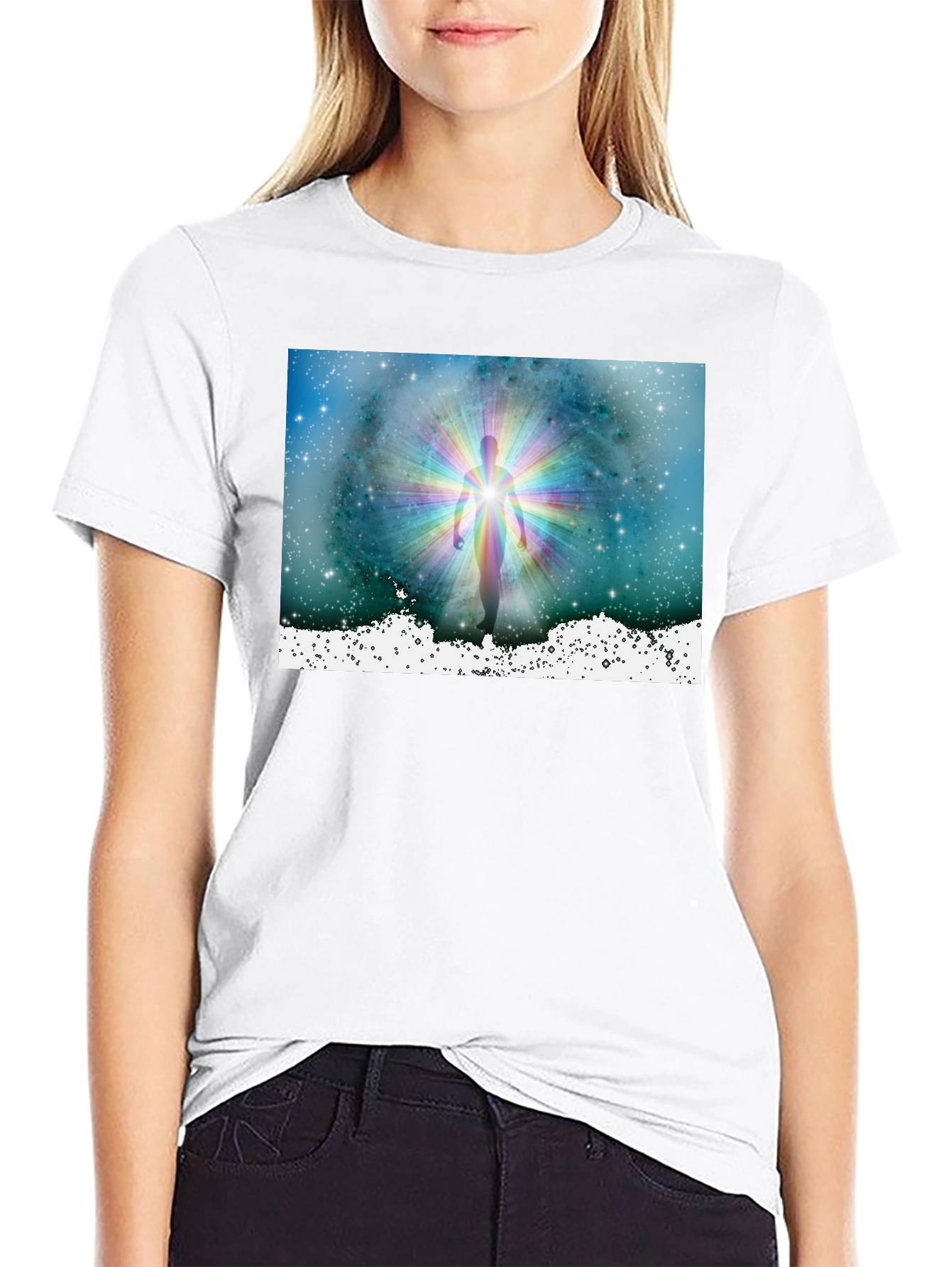 Celestial Being Graphic Tee - Black Cotton Comfort