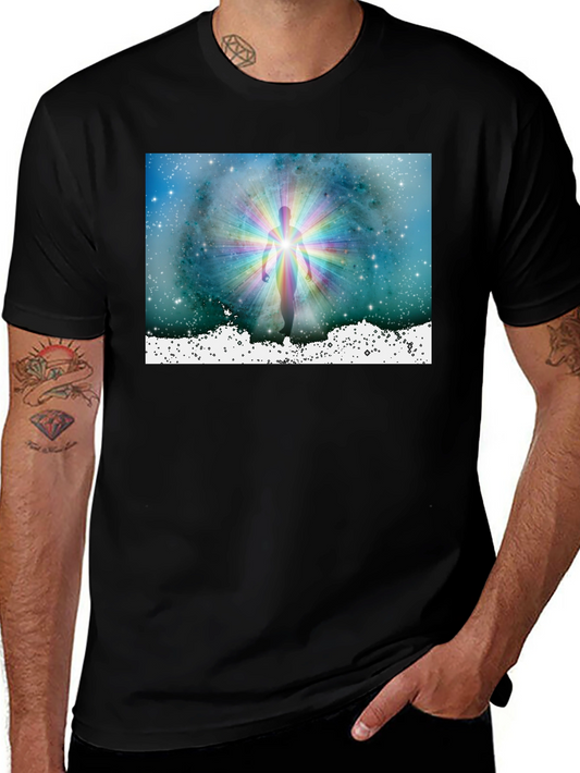 Celestial Being Graphic Tee - Black Cotton Comfort