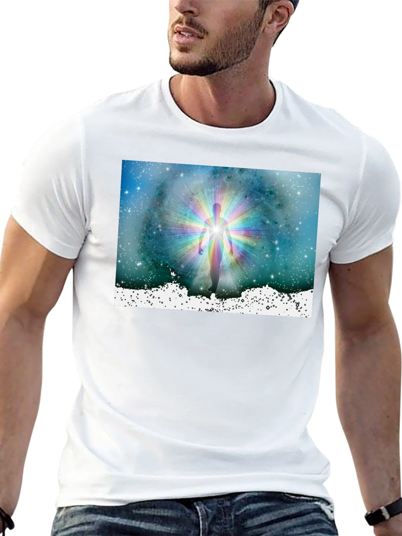 Celestial Being Graphic Tee - Black Cotton Comfort