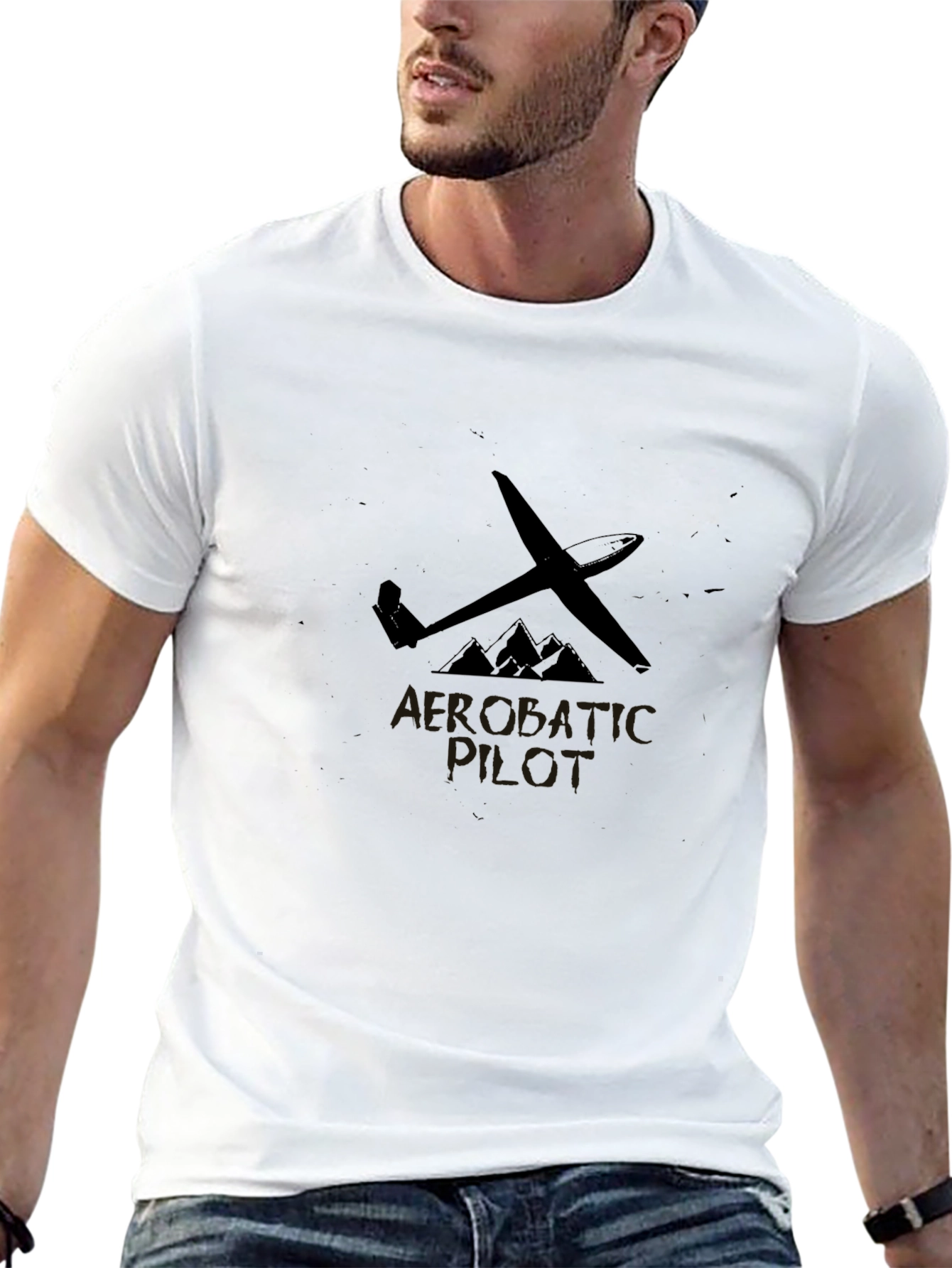 Aerobatic Pilot Black T-Shirt | Unique Glider Plane Design