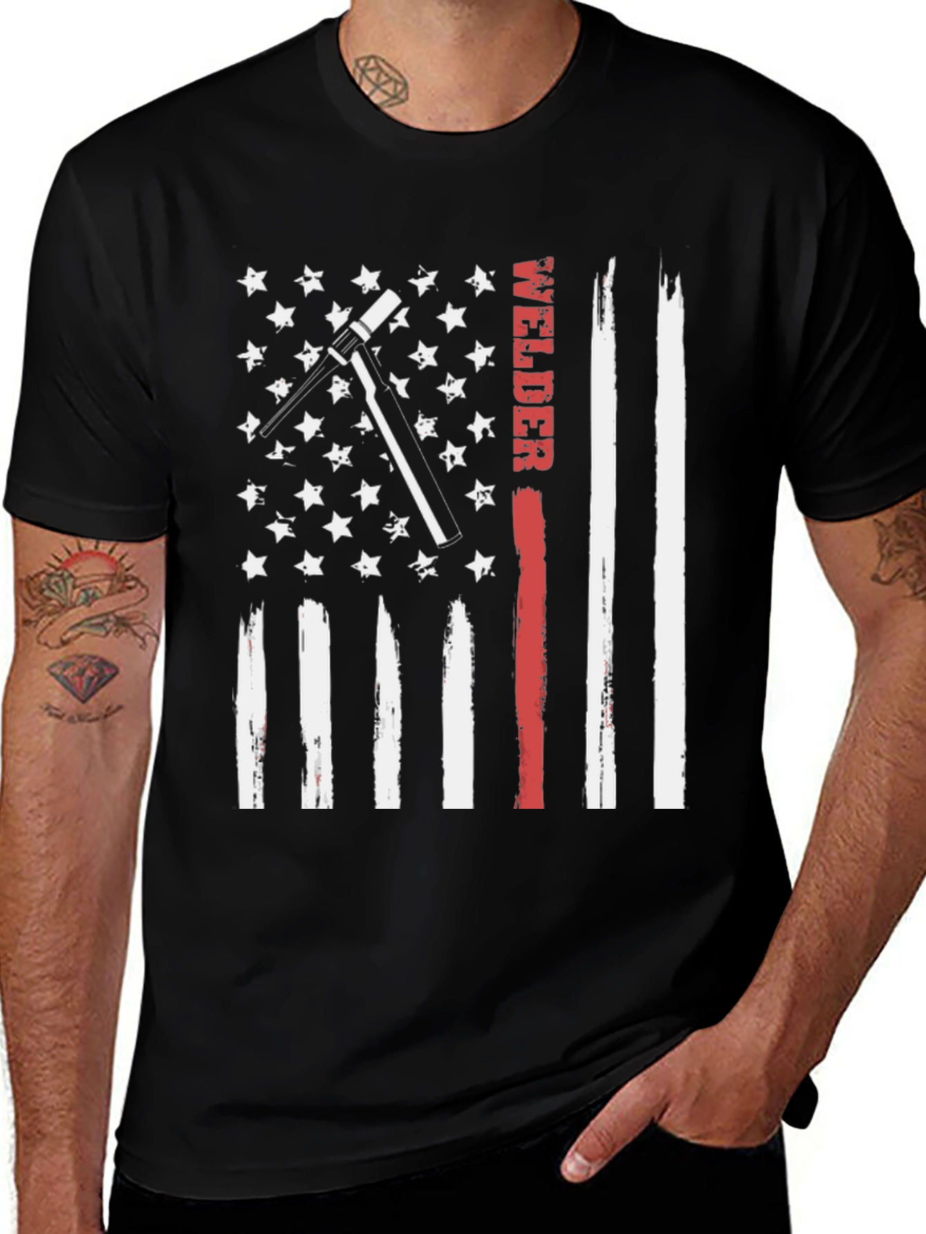 Welder American Flag Patriotic T-Shirt