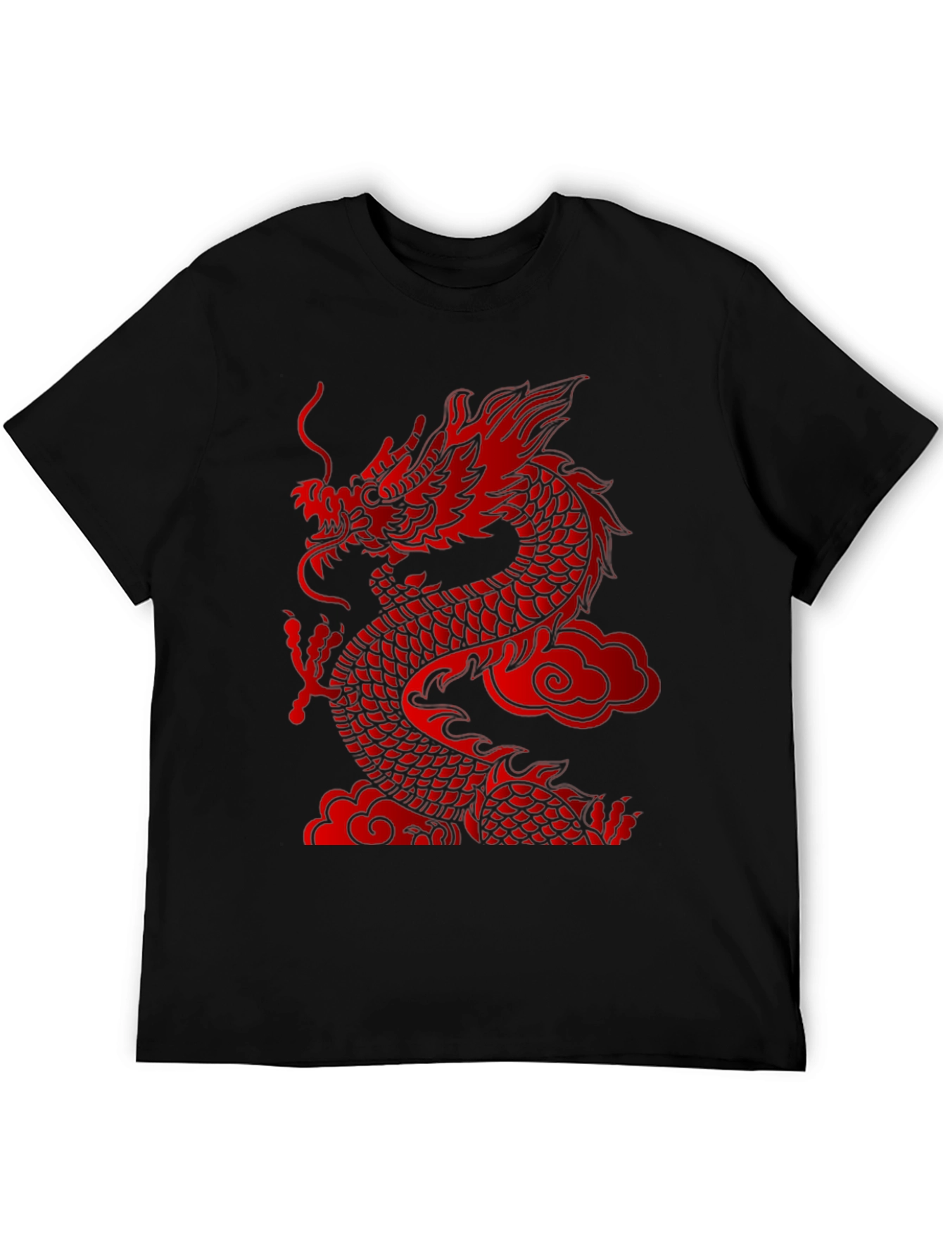 Bold Dragon Graphic Tee - Red Asian Dragon Print