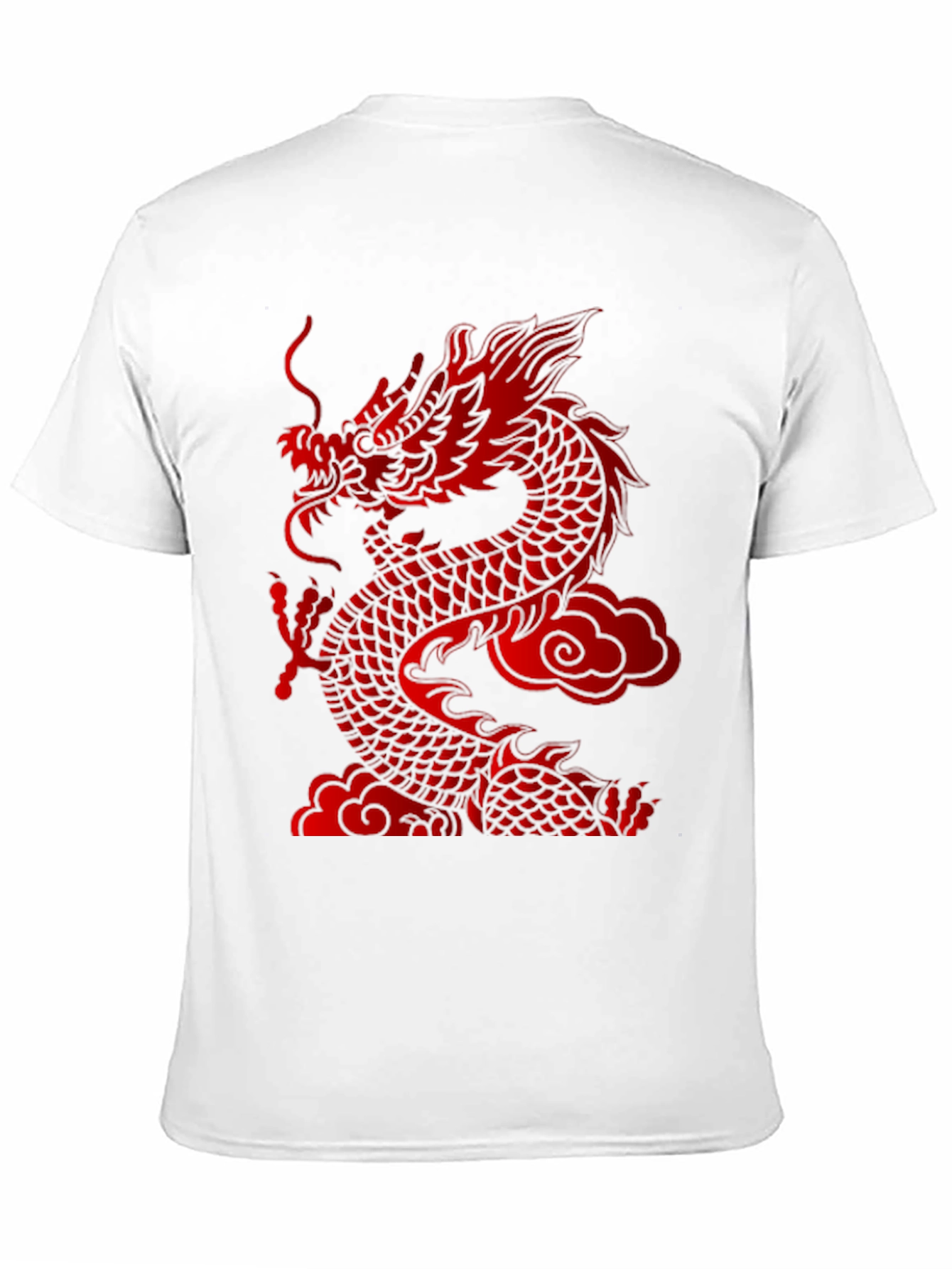 Bold Dragon Graphic Tee - Red Asian Dragon Print