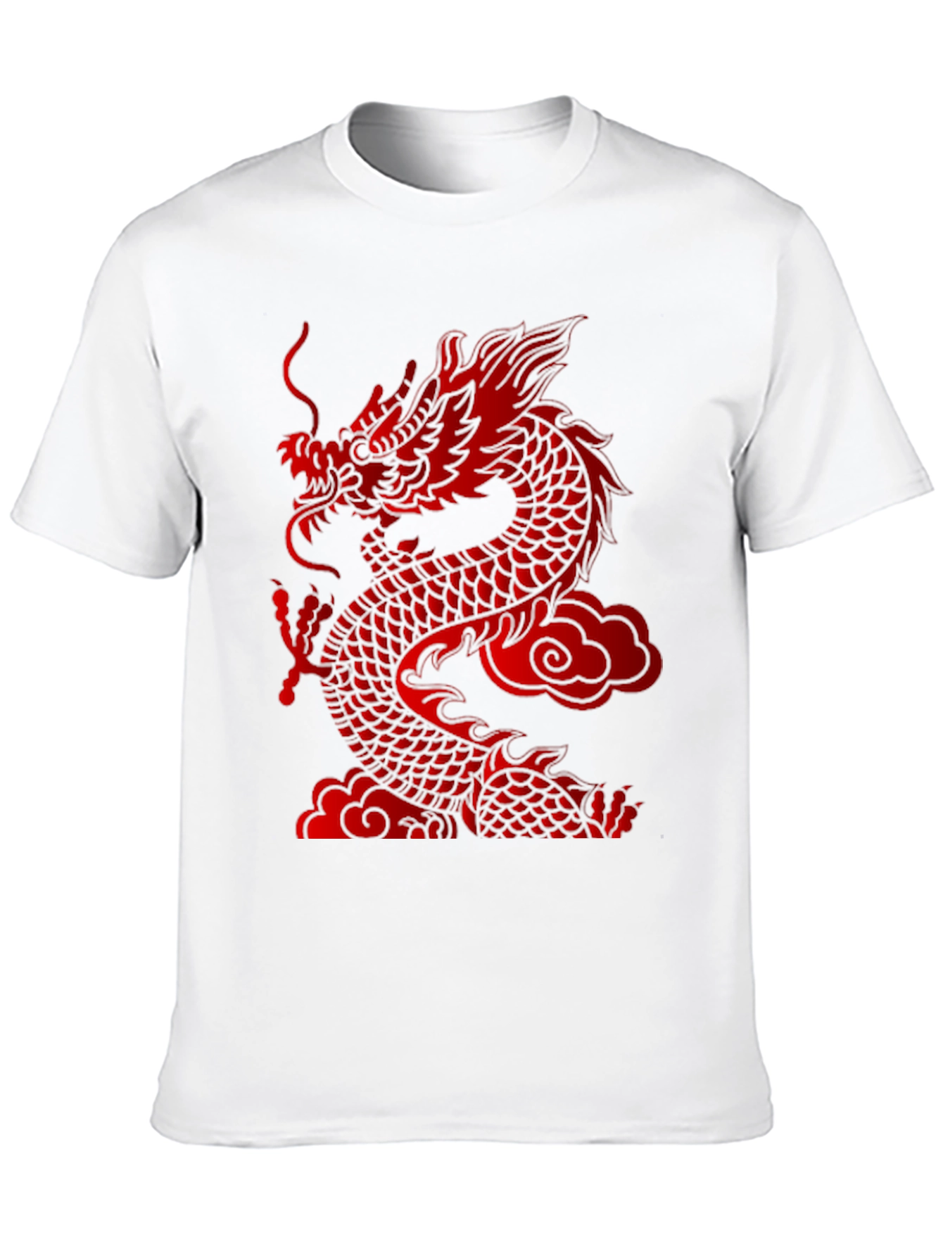 Bold Dragon Graphic Tee - Red Asian Dragon Print