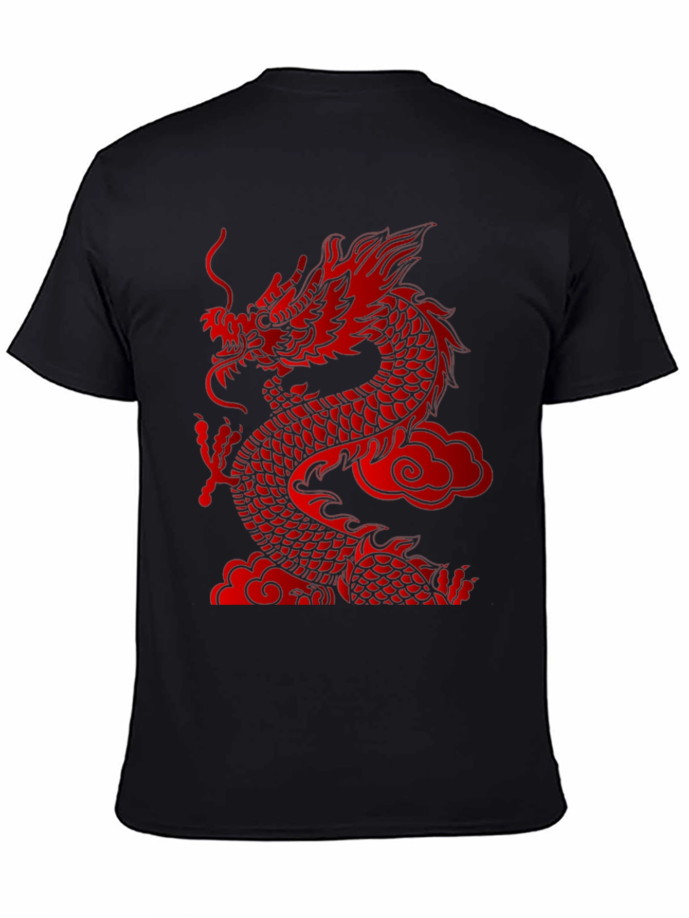 Bold Dragon Graphic Tee - Red Asian Dragon Print