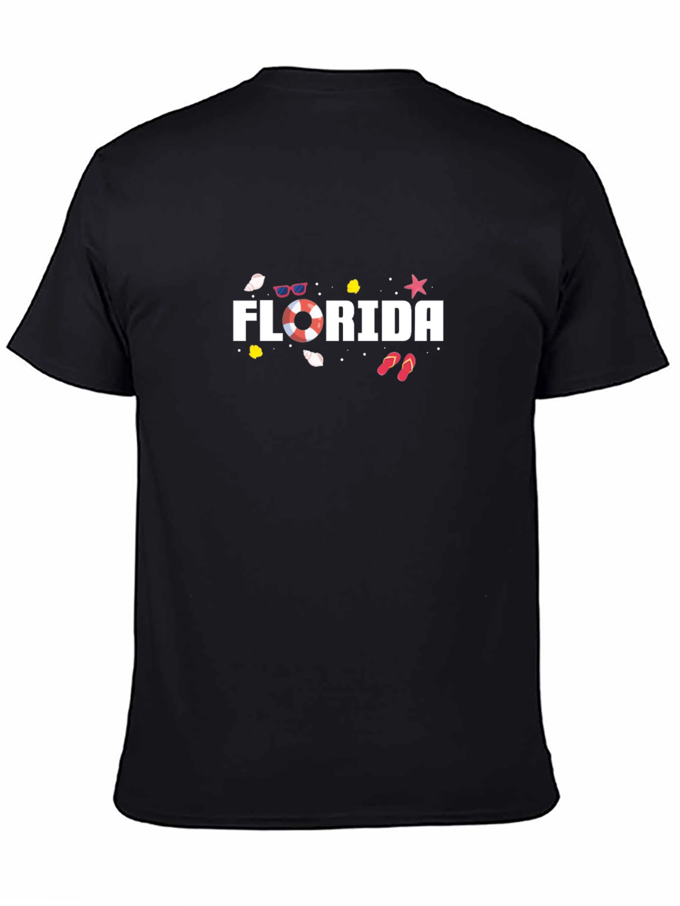Florida Graphic Tee: Beach Vibes Black Cotton T-Shirt