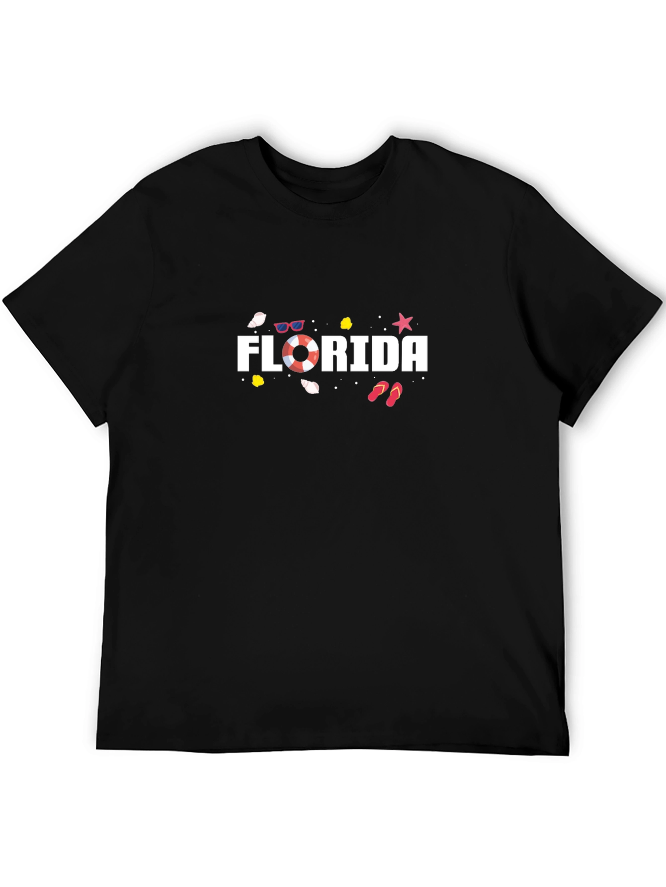 Florida Graphic Tee: Beach Vibes Black Cotton T-Shirt