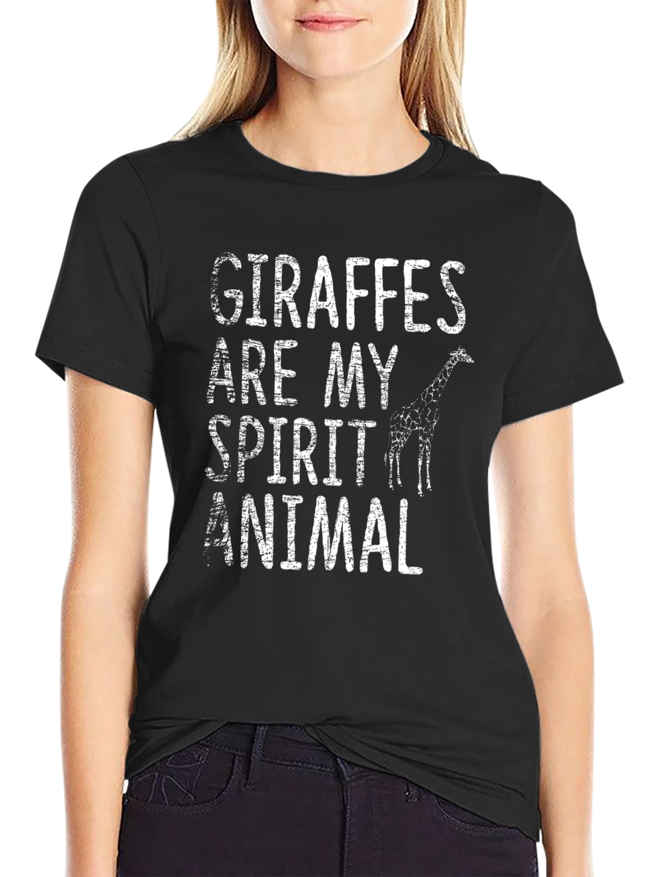 Giraffe Spirit Animal Graphic Tee - Mens Black T-Shirt