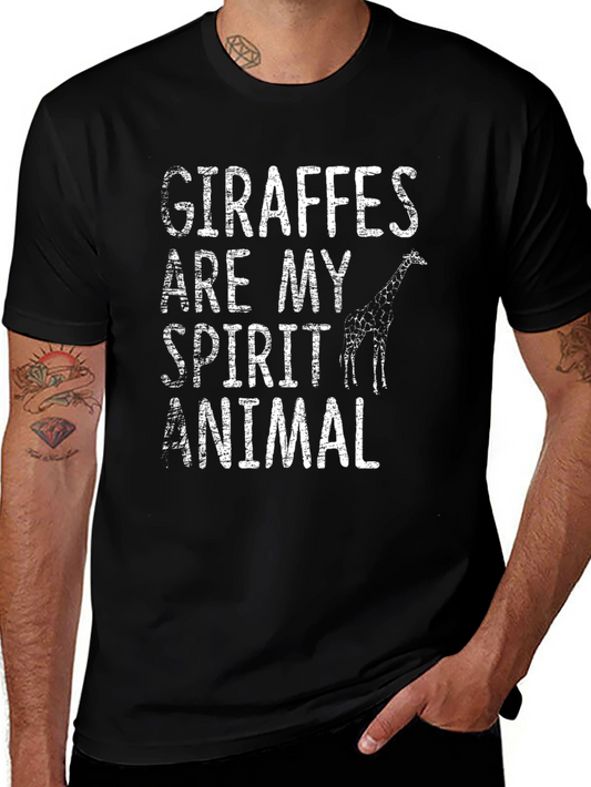 Giraffe Spirit Animal Graphic Tee - Mens Black T-Shirt