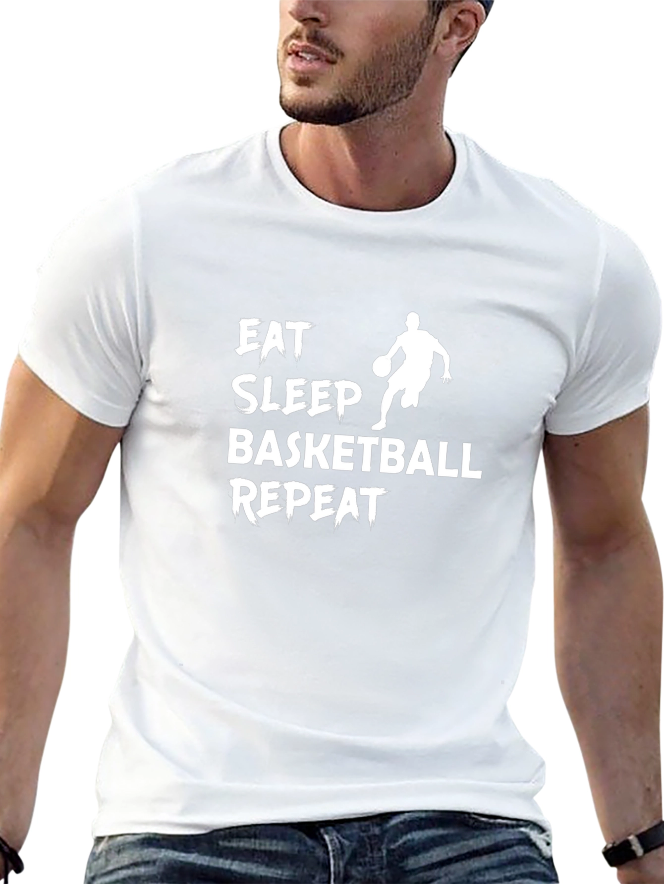 Eat Sleep Basketball Repeat Black Graphic Tee