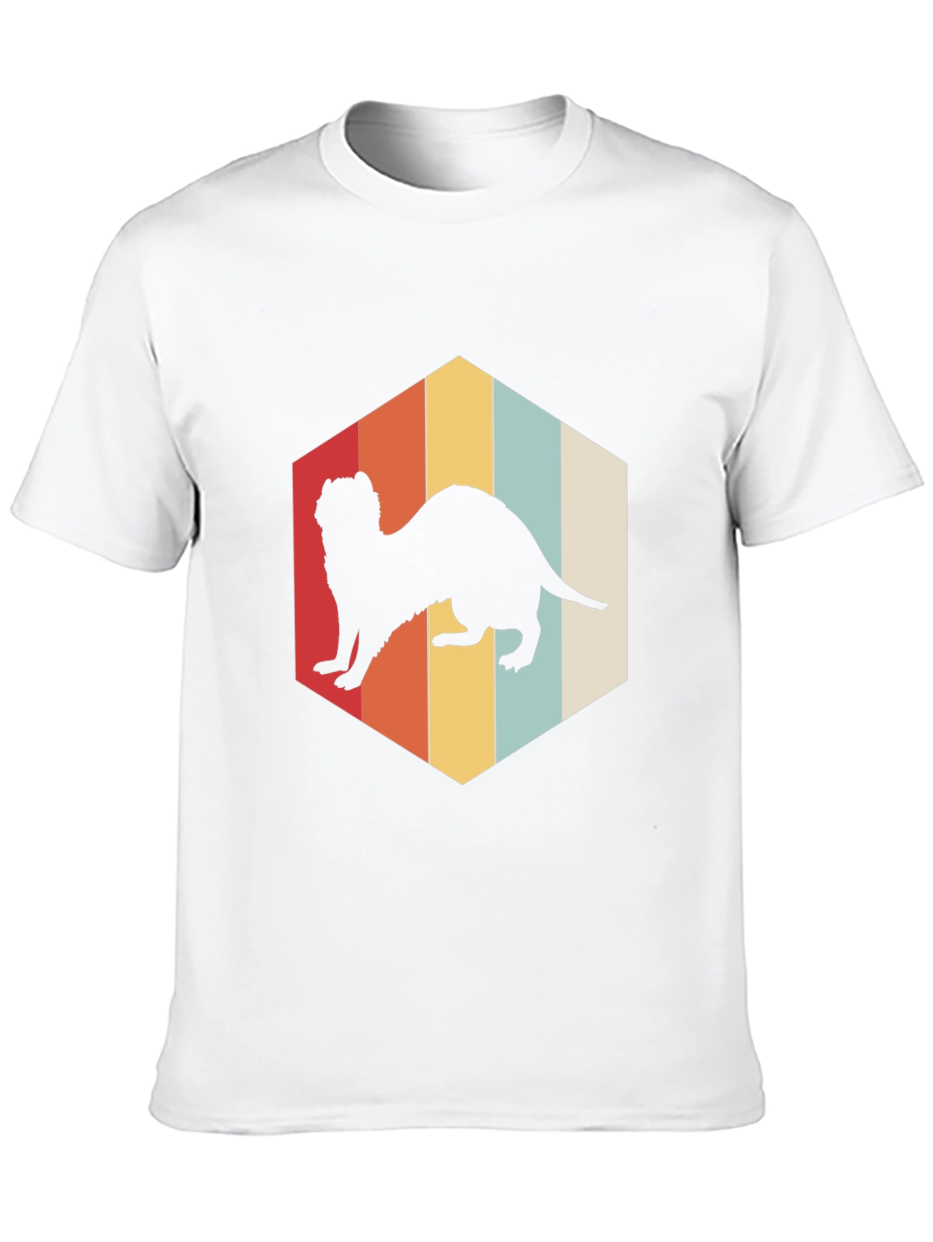 Retro Ferret T-Shirt Black Cotton Blend Casual Wear
