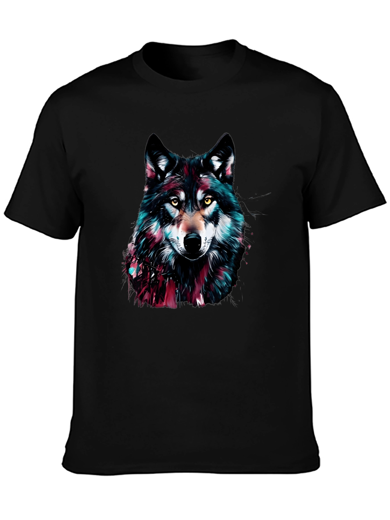 Wolf Graphic Print Crew Neck Mens T-Shirt
