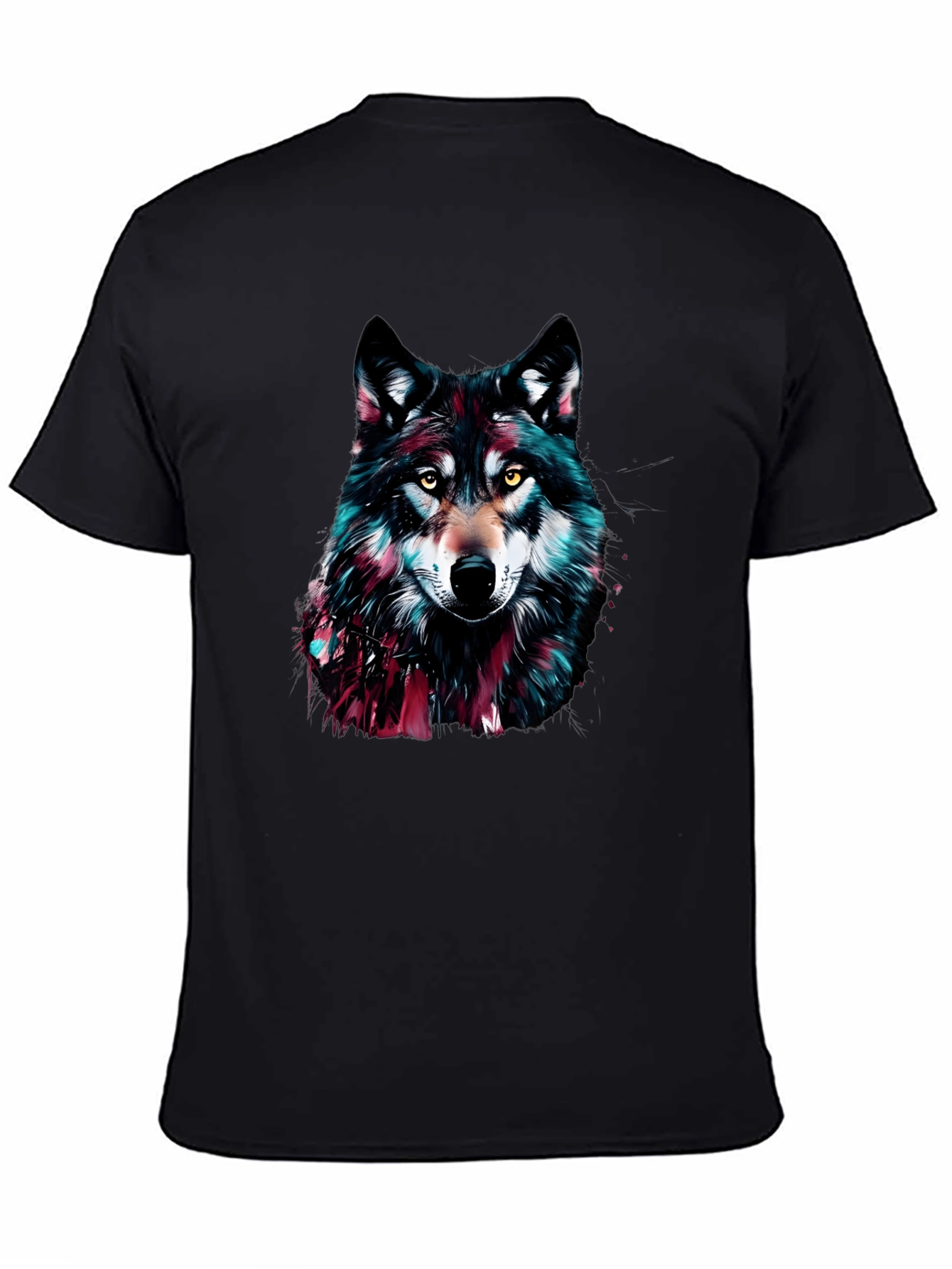 Wolf Graphic Print Crew Neck Mens T-Shirt