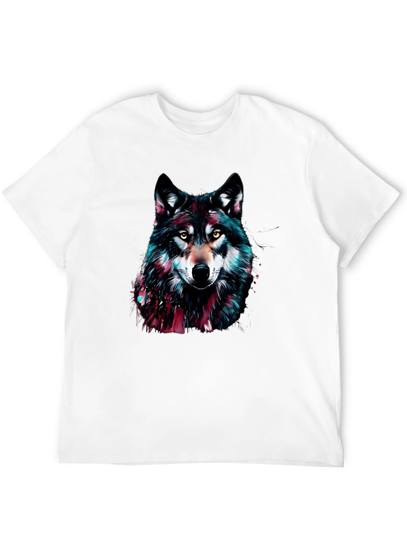 Wolf Graphic Print Crew Neck Mens T-Shirt