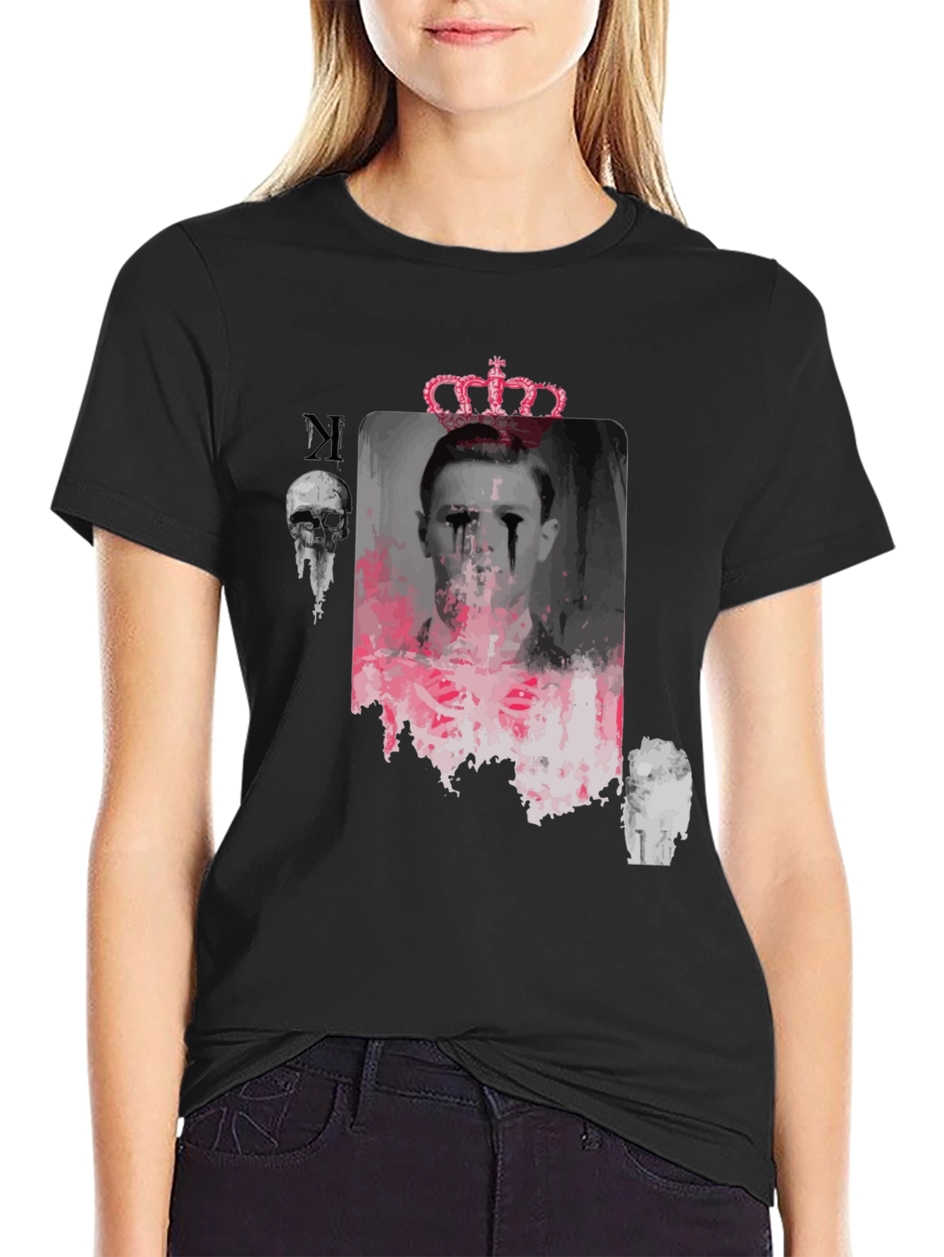 Edgy Graphic T-Shirt - Crowned Portrait Design