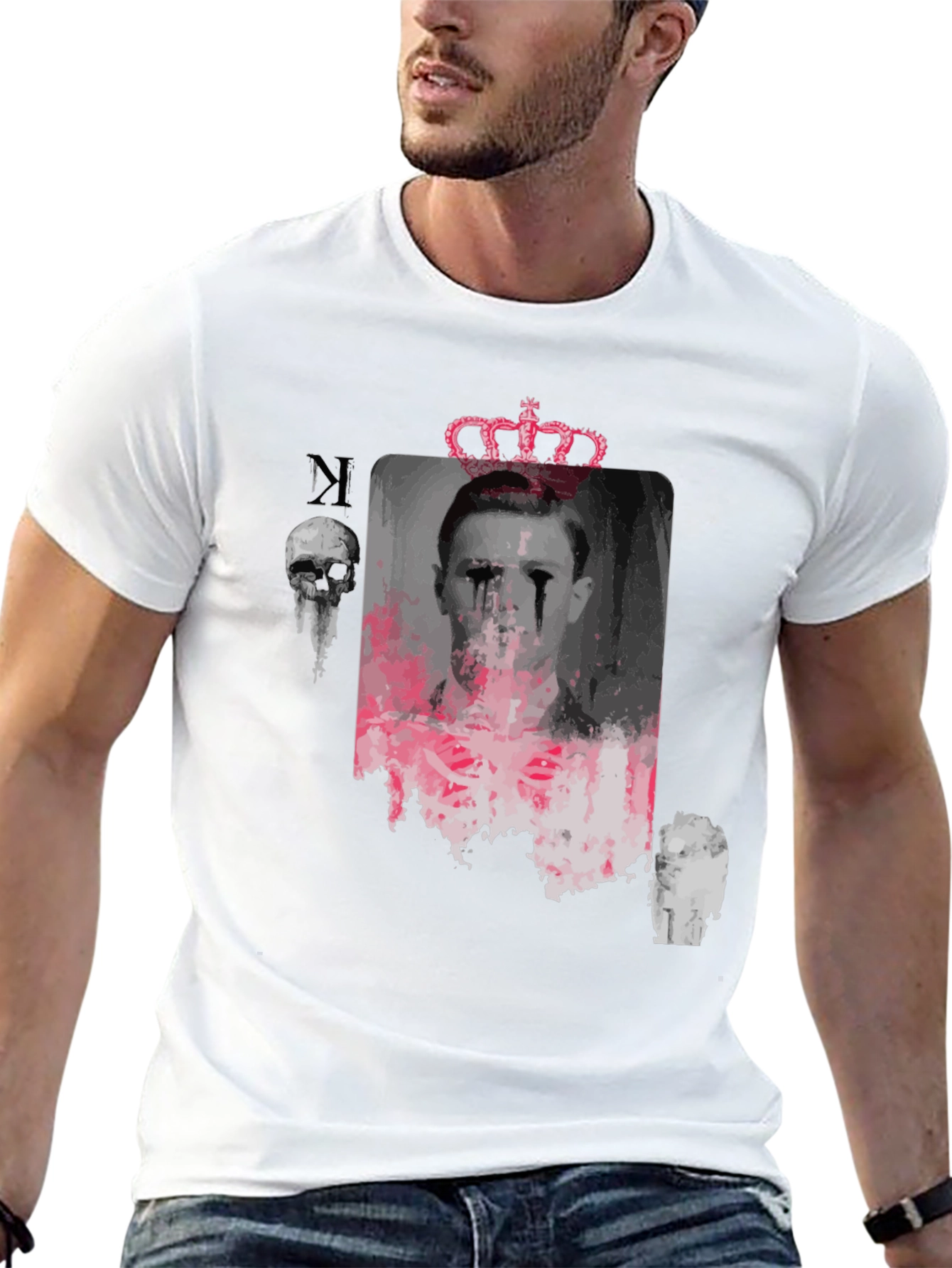 Edgy Graphic T-Shirt - Crowned Portrait Design