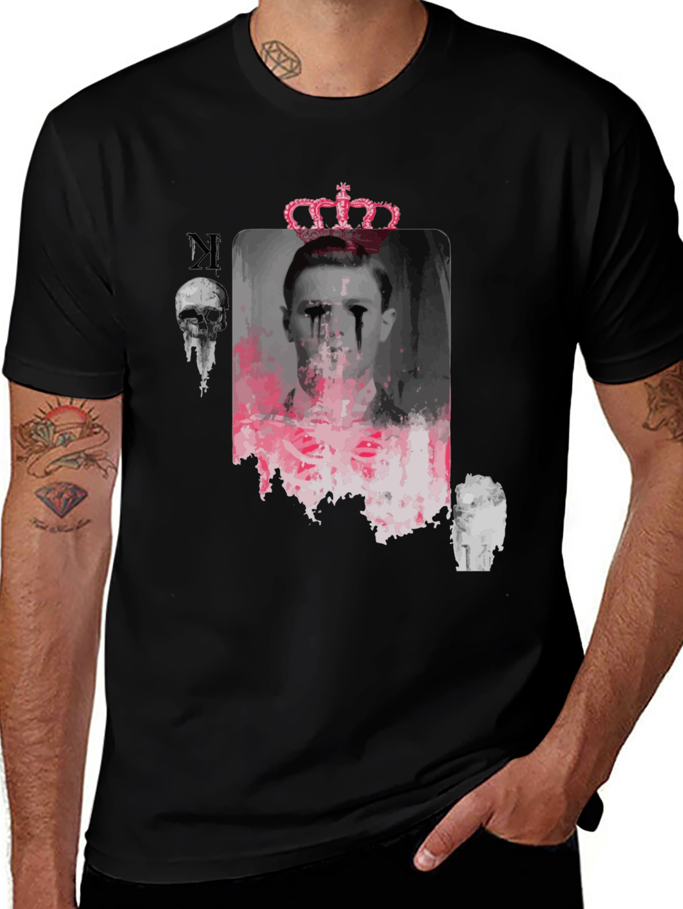 Edgy Graphic T-Shirt - Crowned Portrait Design