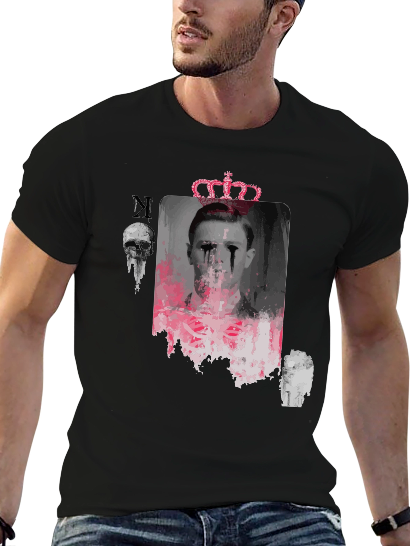 Edgy Graphic T-Shirt - Crowned Portrait Design