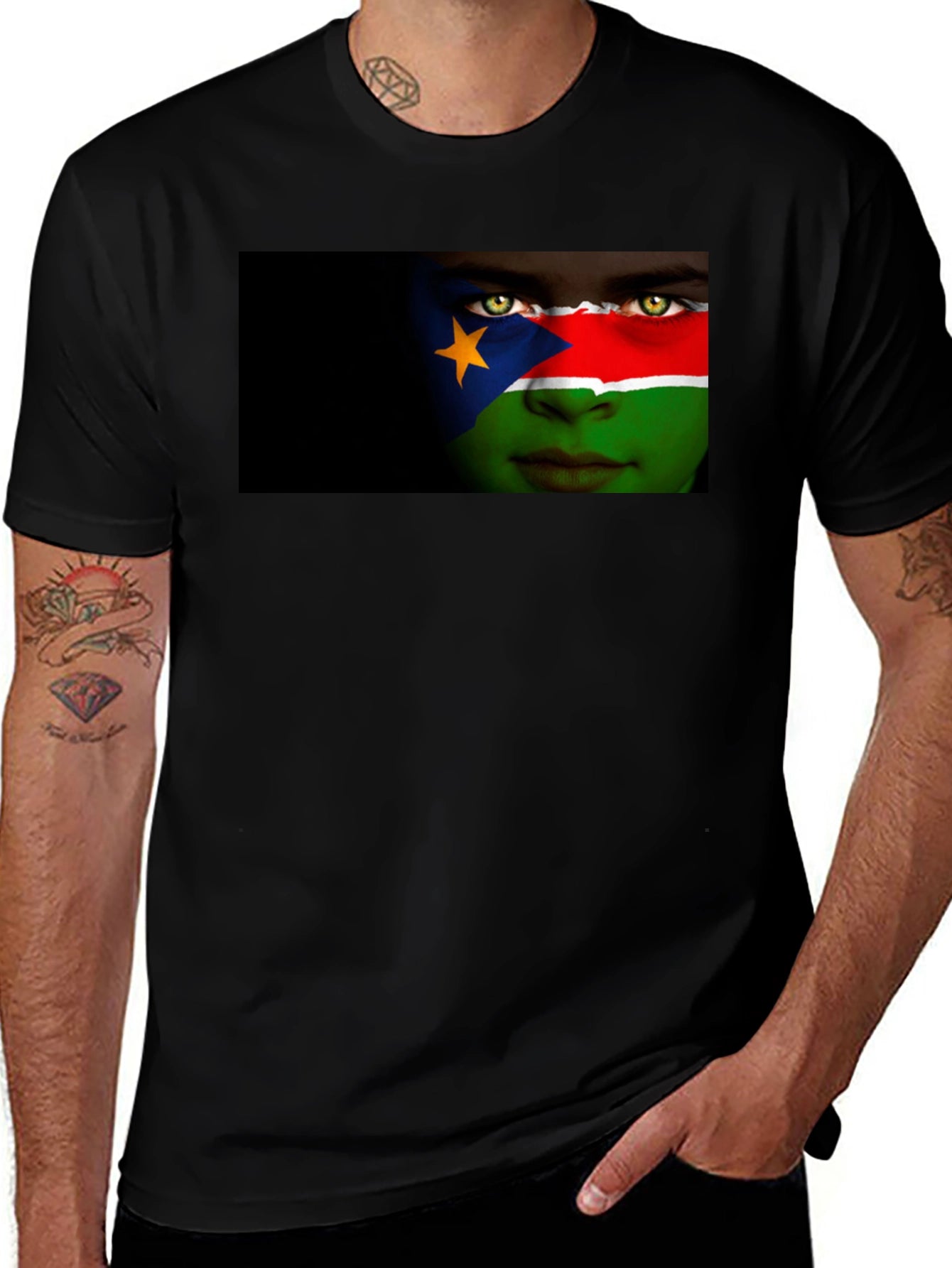 South Sudan Flag Face Graphic T-Shirt
