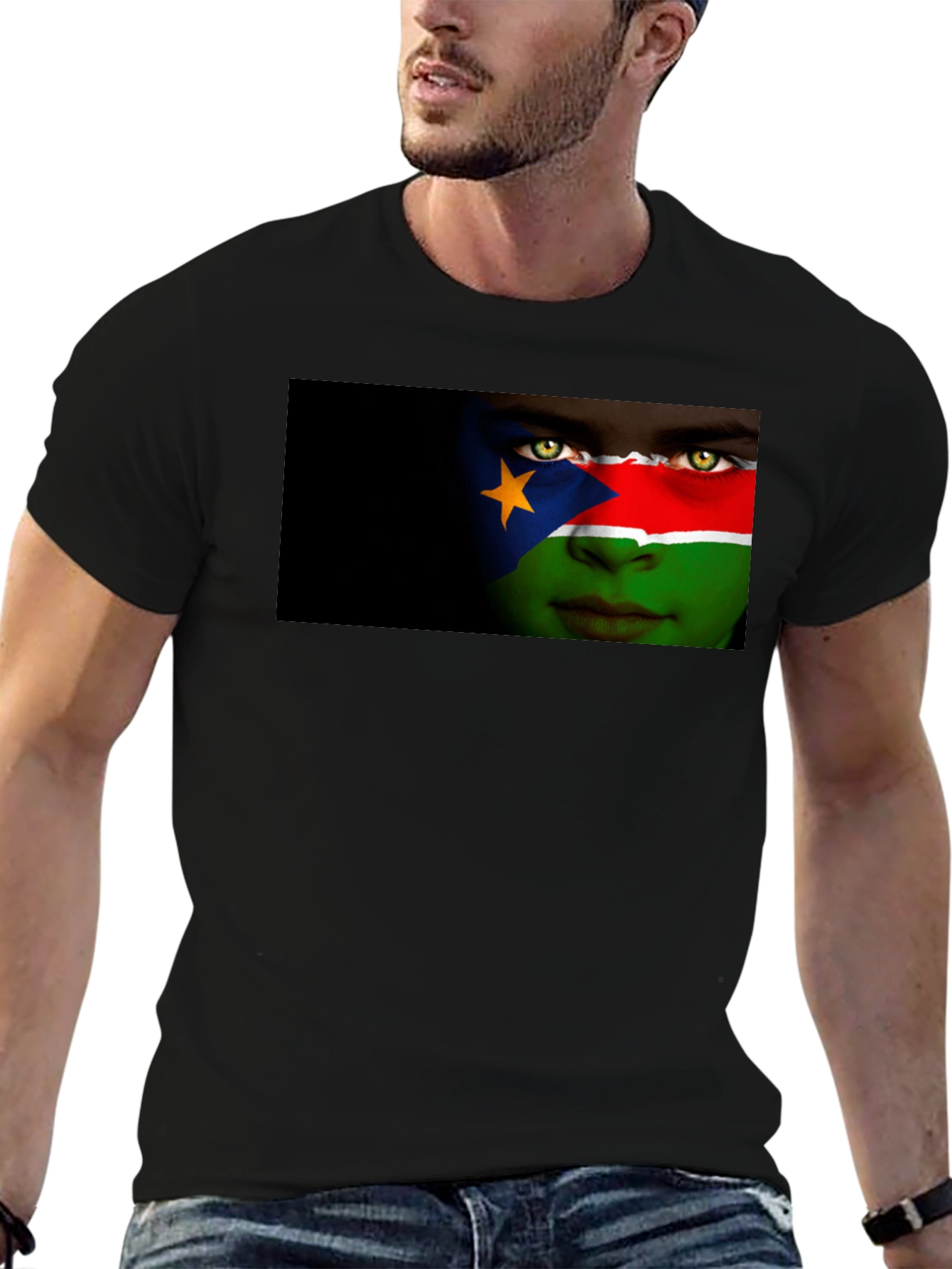 South Sudan Flag Face Graphic T-Shirt