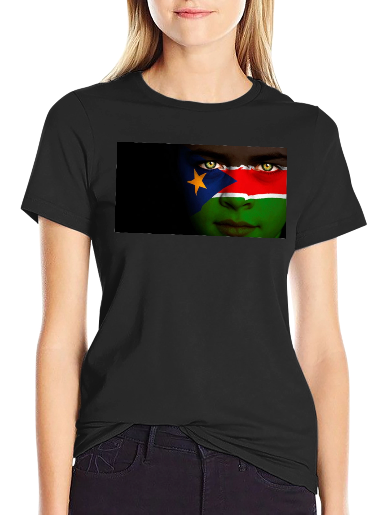South Sudan Flag Face Graphic T-Shirt