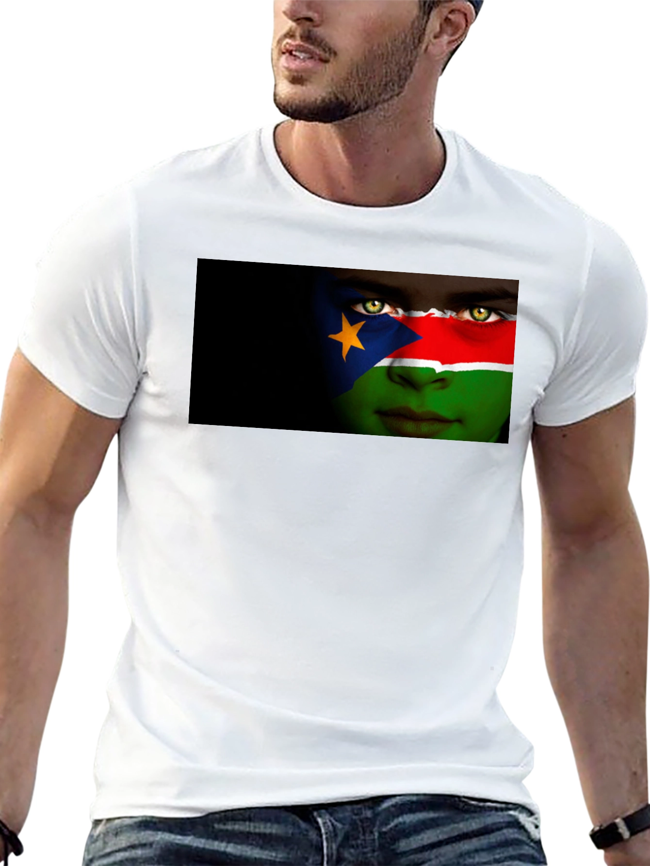 South Sudan Flag Face Graphic T-Shirt