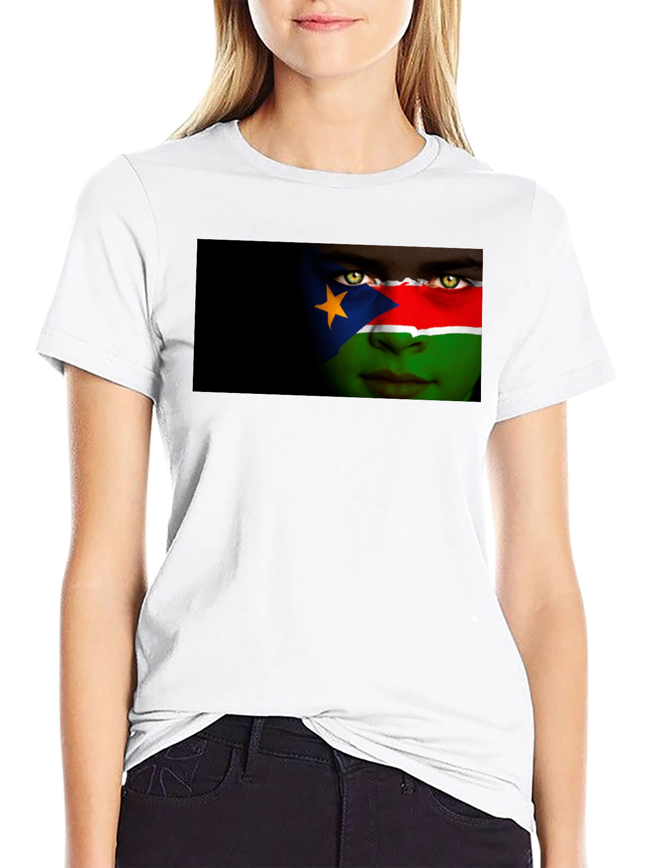 South Sudan Flag Face Graphic T-Shirt