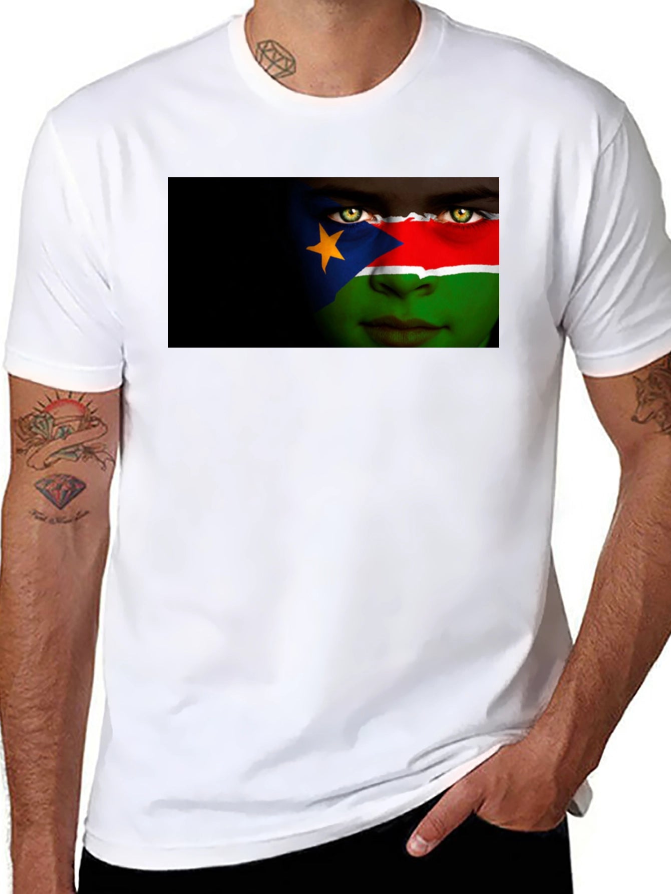 South Sudan Flag Face Graphic T-Shirt