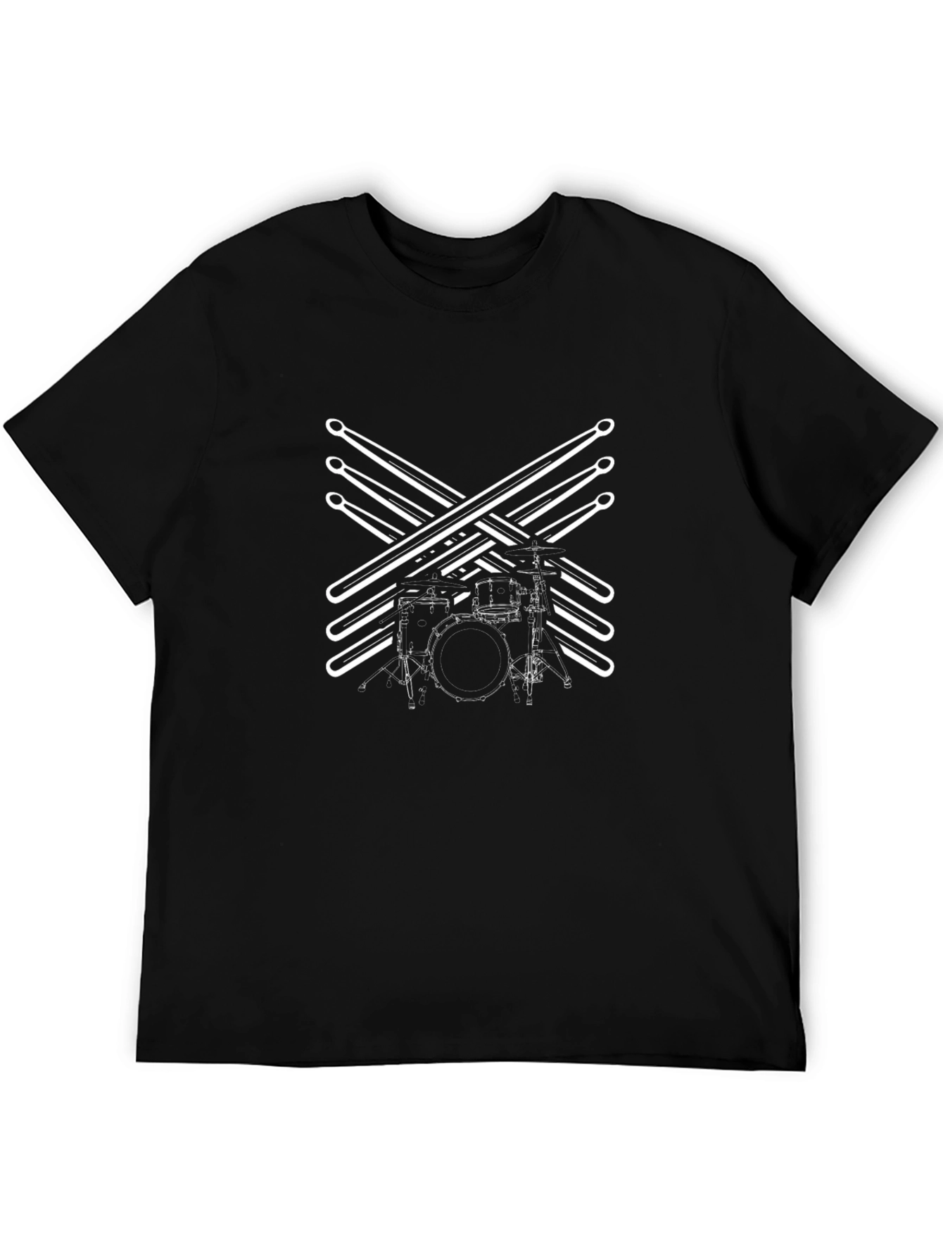 Drum Kit T-Shirt - Black Crew Neck