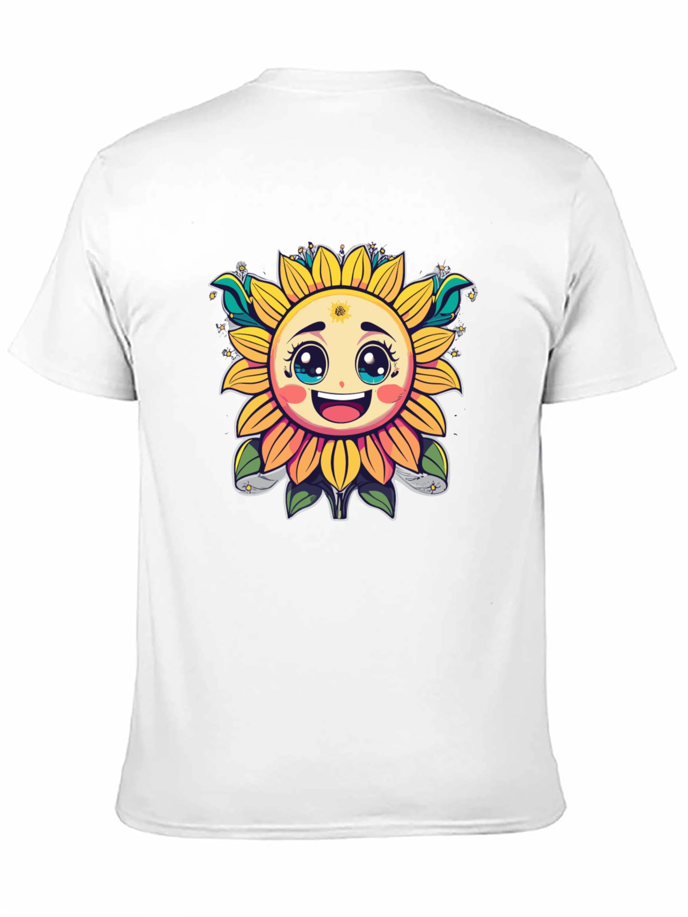 Happy Sunflower Graphic T-Shirt - Cheerful Black Tee