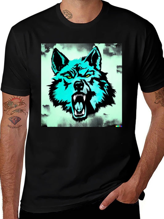Wolf Graphic Tee - Mens Black Cotton T-Shirt
