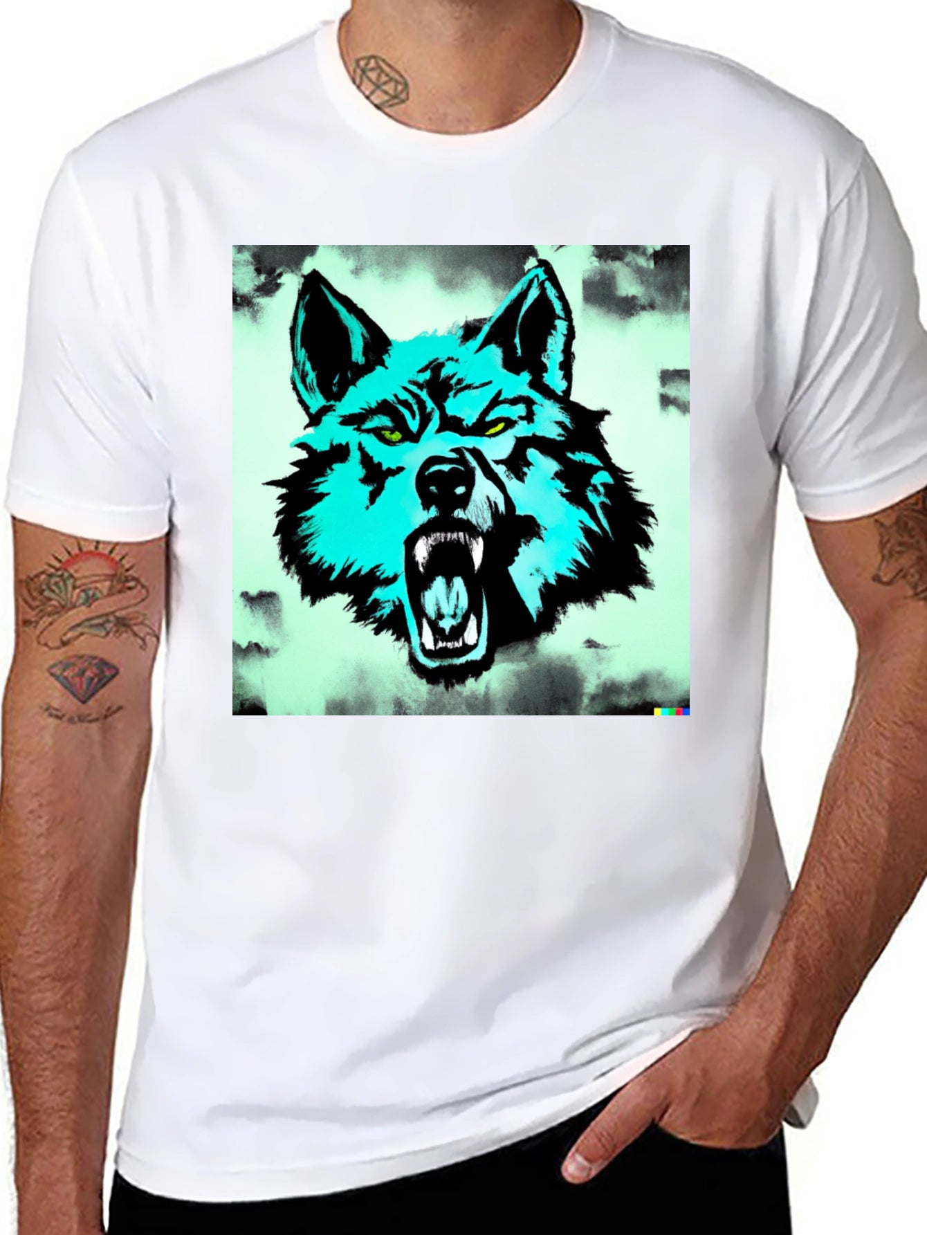 Wolf Graphic Tee - Mens Black Cotton T-Shirt