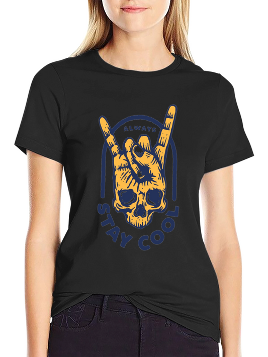 Always Stay Cool Skull Hand Rock T-Shirt