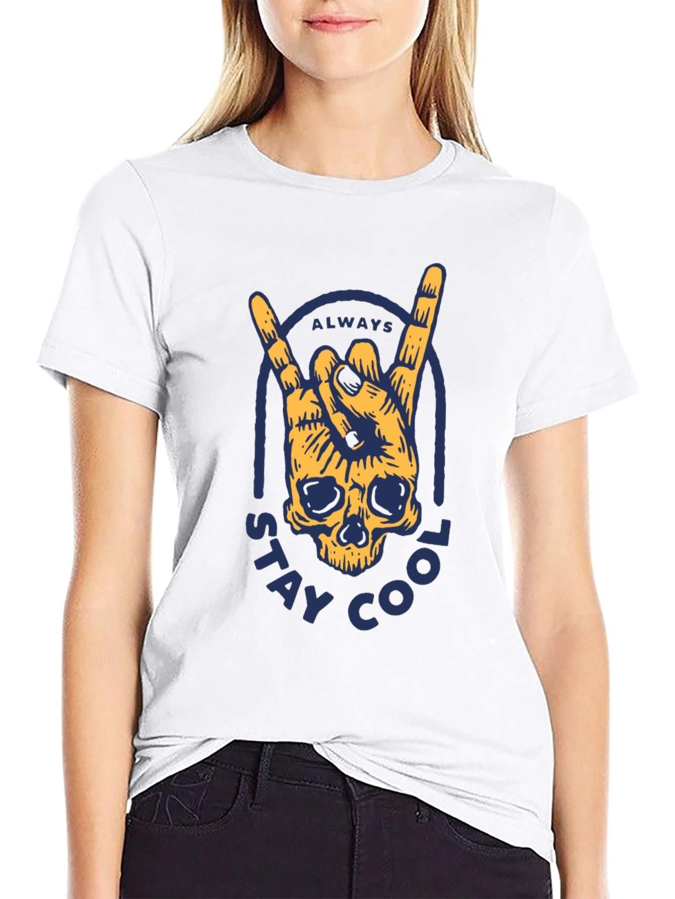 Always Stay Cool Skull Hand Rock T-Shirt