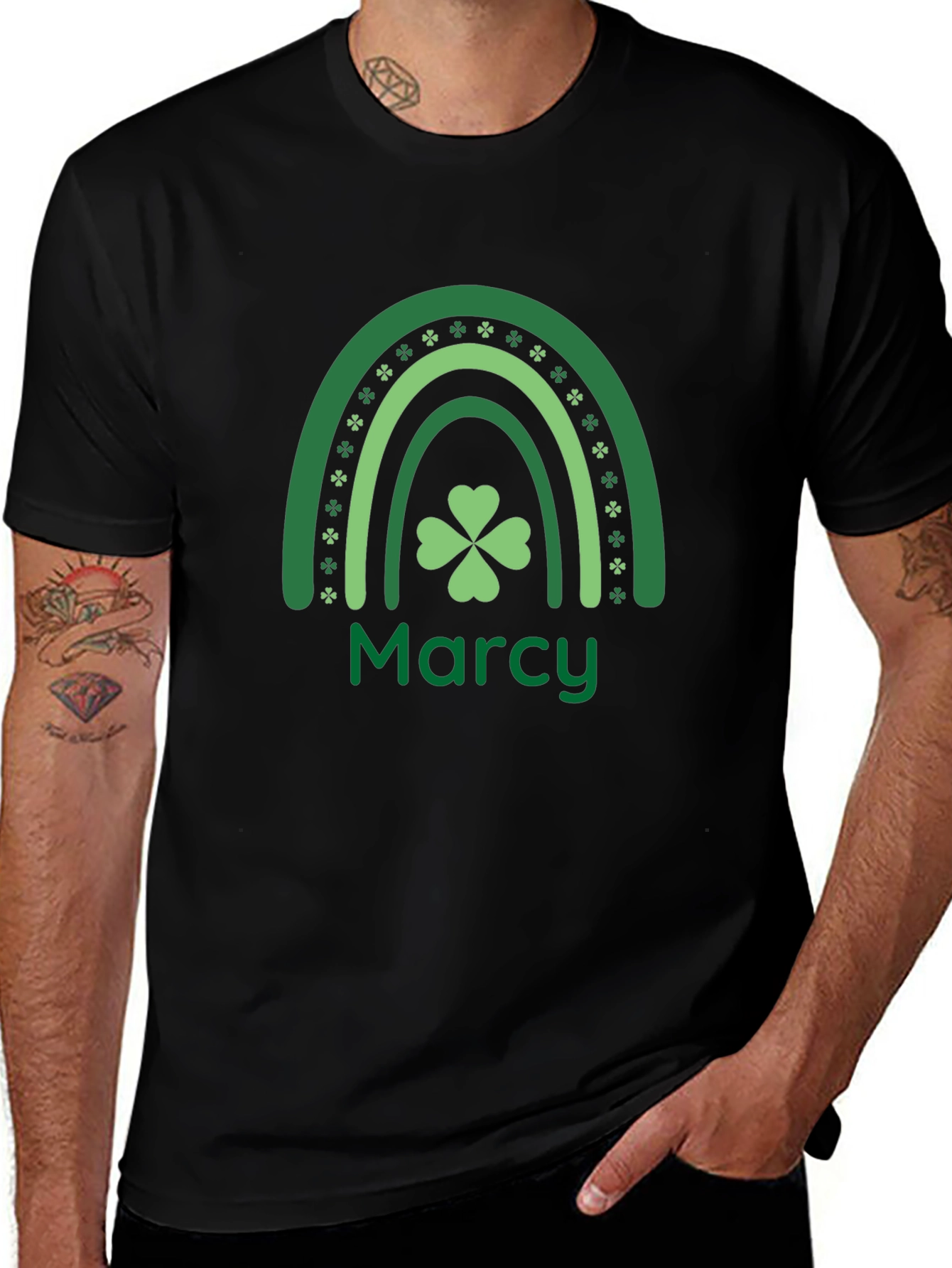Marcy St. Patricks Day Clover Rainbow Tee