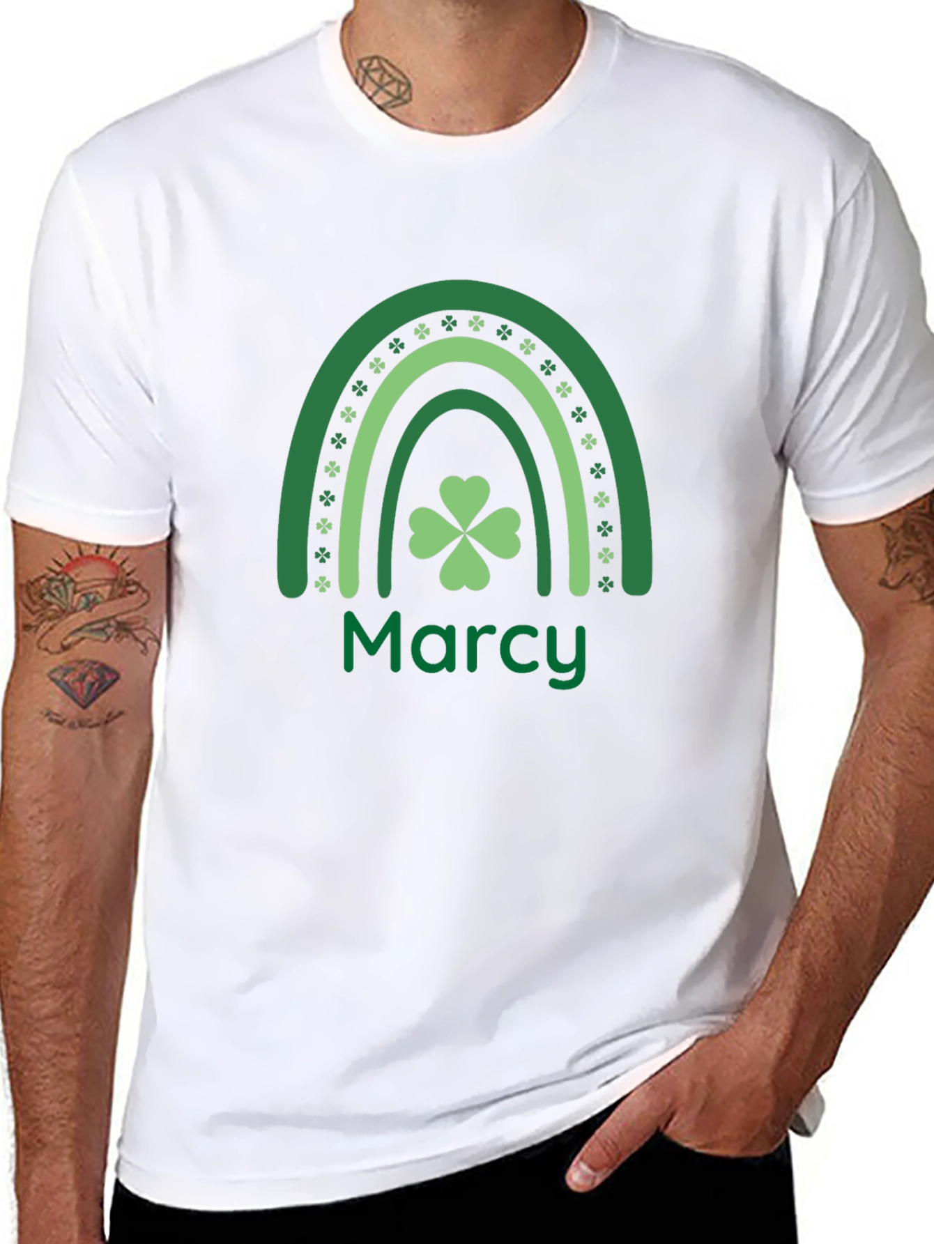 Marcy St. Patricks Day Clover Rainbow Tee