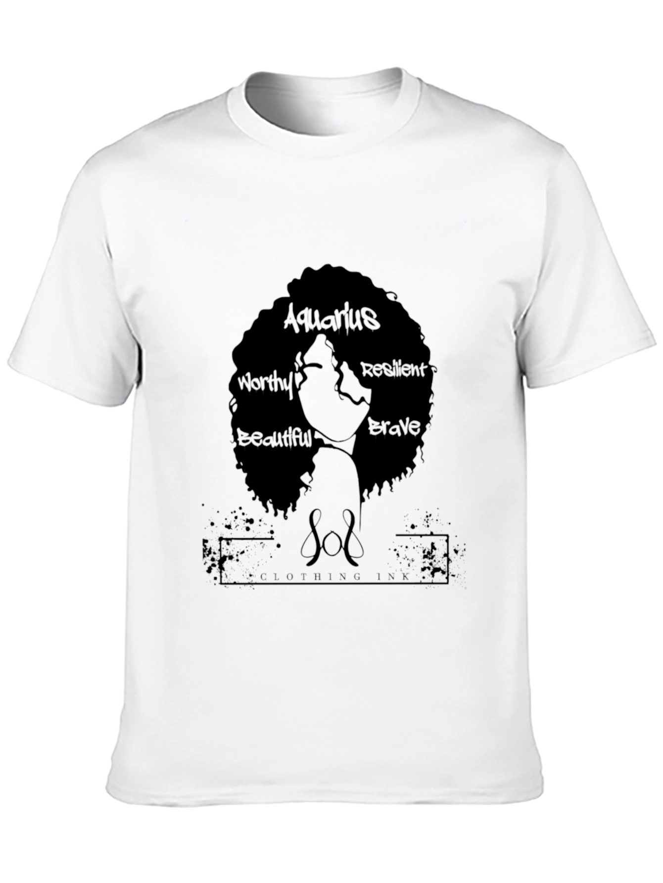 Aquarius Woman Black T-Shirt - Worthy Beautiful Brave