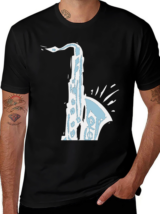 Saxophone Graphic Black T-Shirt - Music Lover Tee