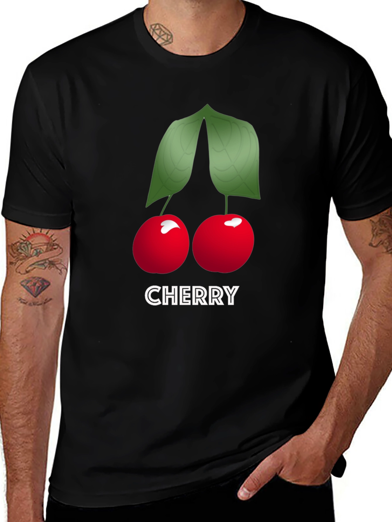Cherry Graphic Tee - Soft Cotton Black T-Shirt