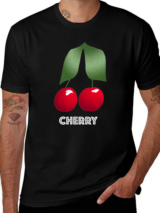 Cherry Graphic Tee - Soft Cotton Black T-Shirt