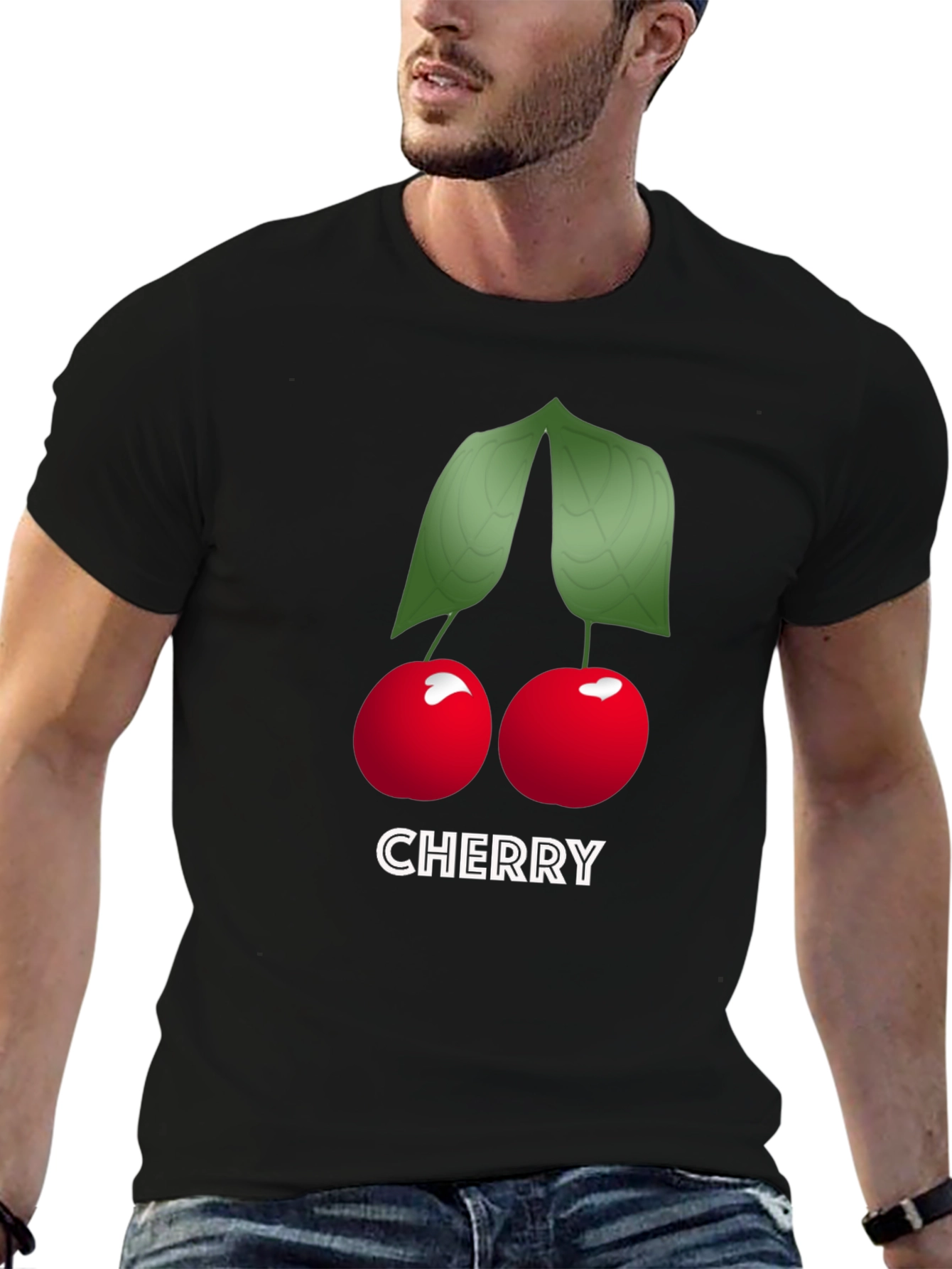 Cherry Graphic Tee - Soft Cotton Black T-Shirt
