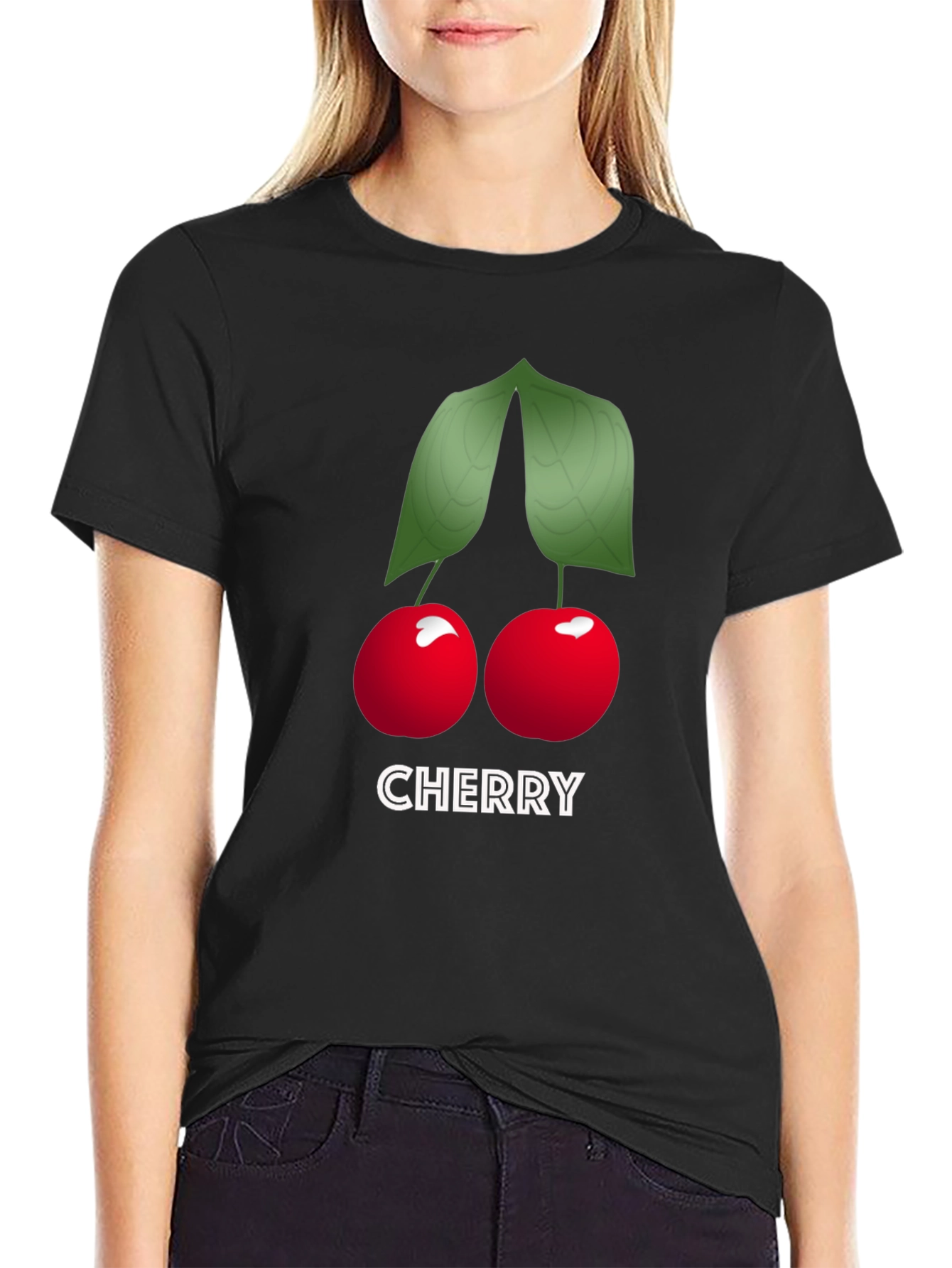 Cherry Graphic Tee - Soft Cotton Black T-Shirt