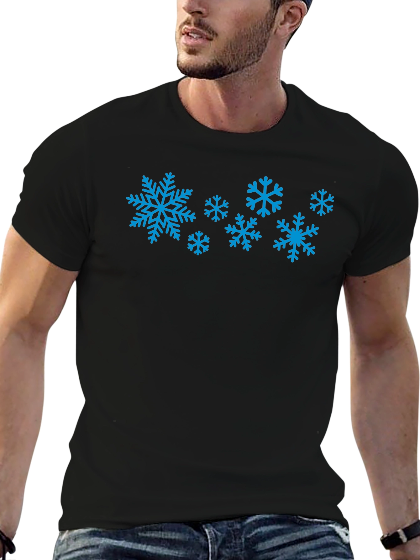 Snowflake Graphic Tee - Black Cotton Blend