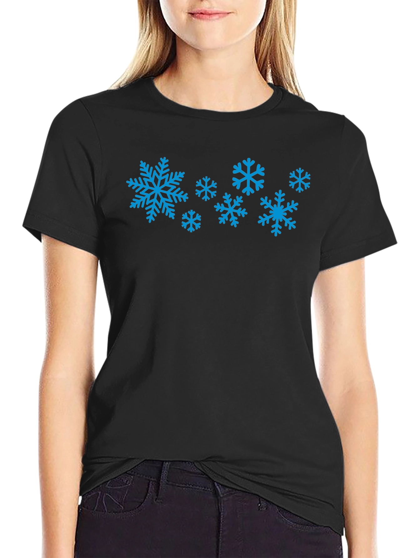 Snowflake Graphic Tee - Black Cotton Blend