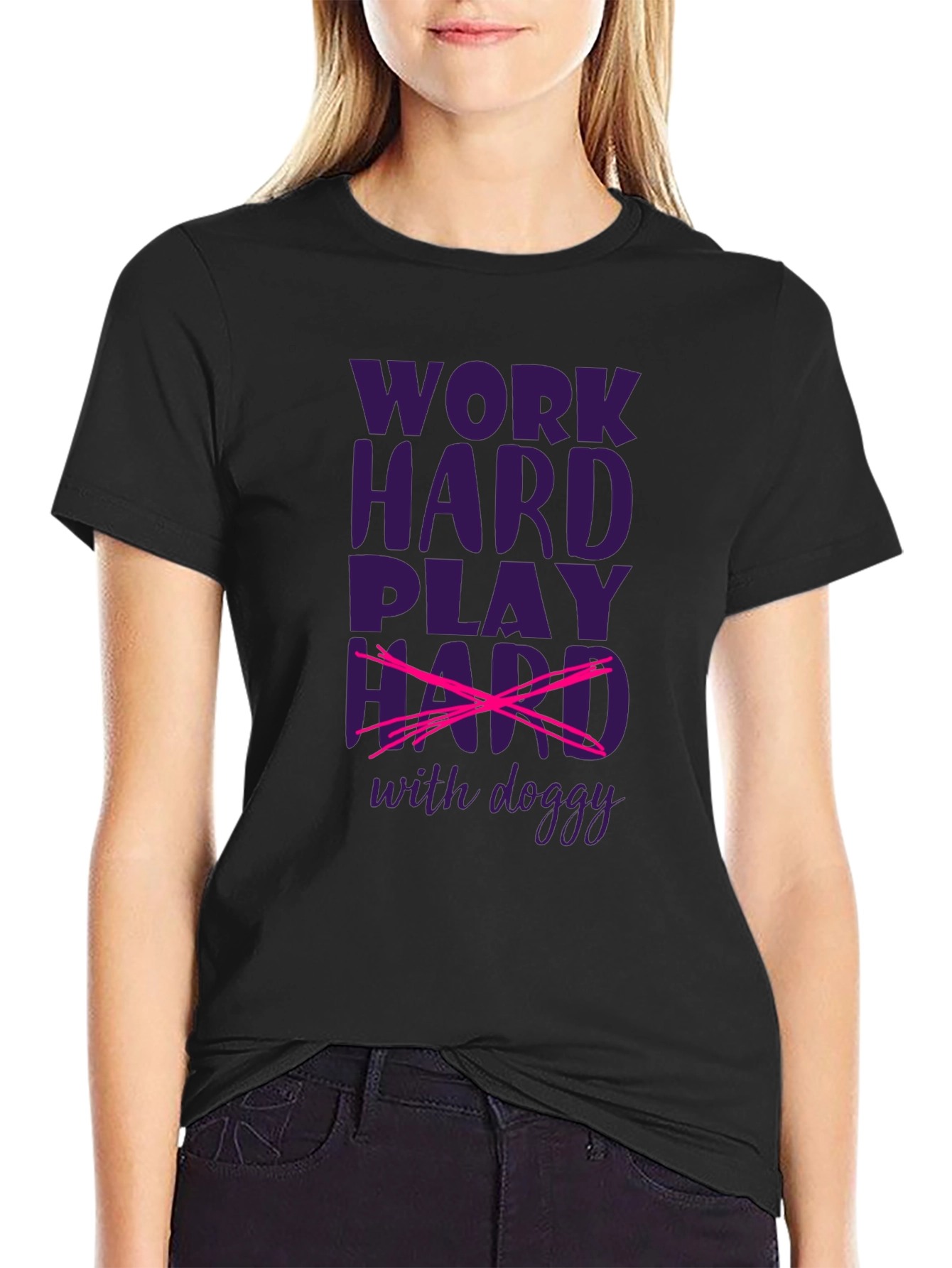 Work Hard Play Hard with Doggy T-Shirt