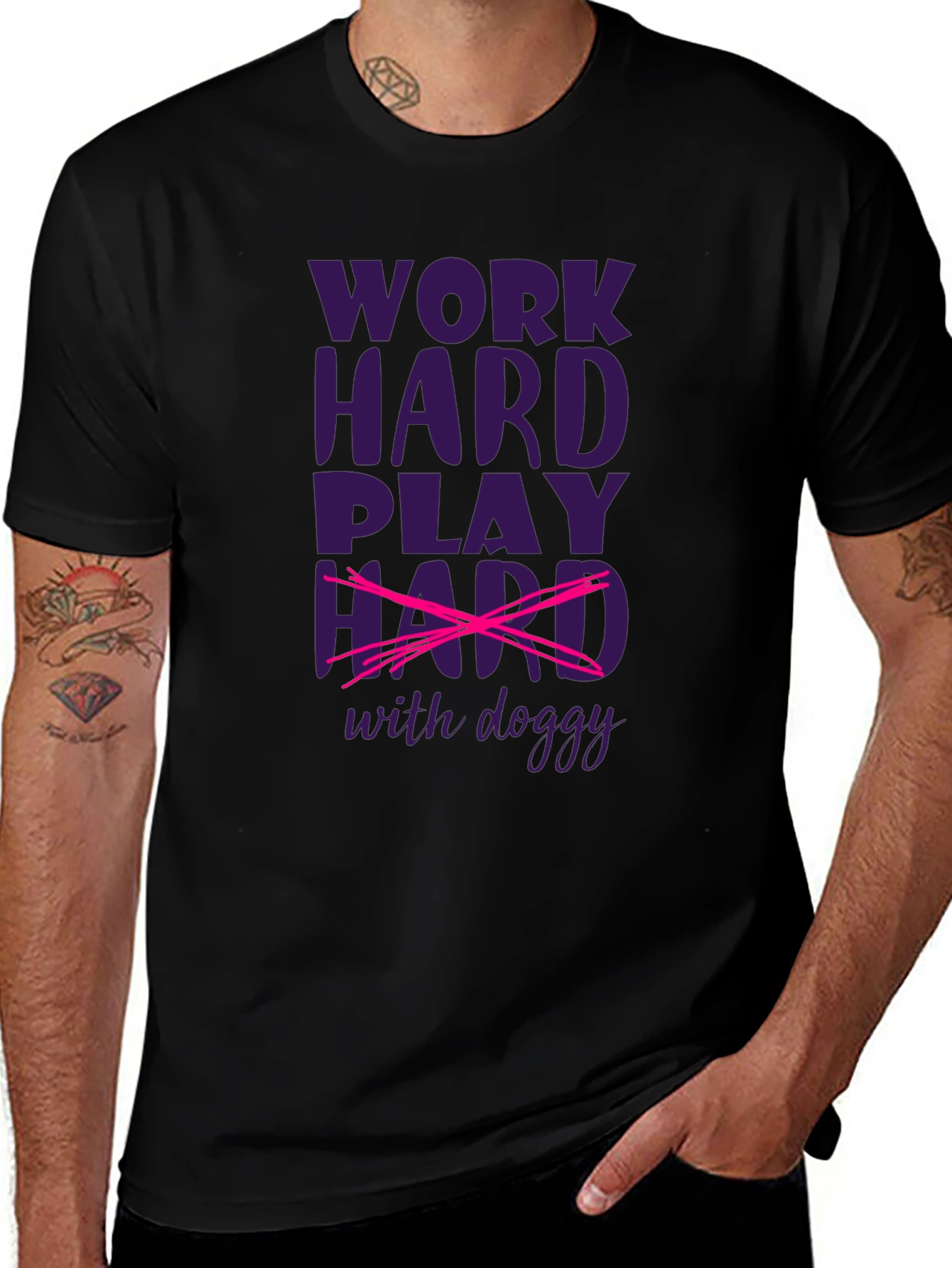 Work Hard Play Hard with Doggy T-Shirt