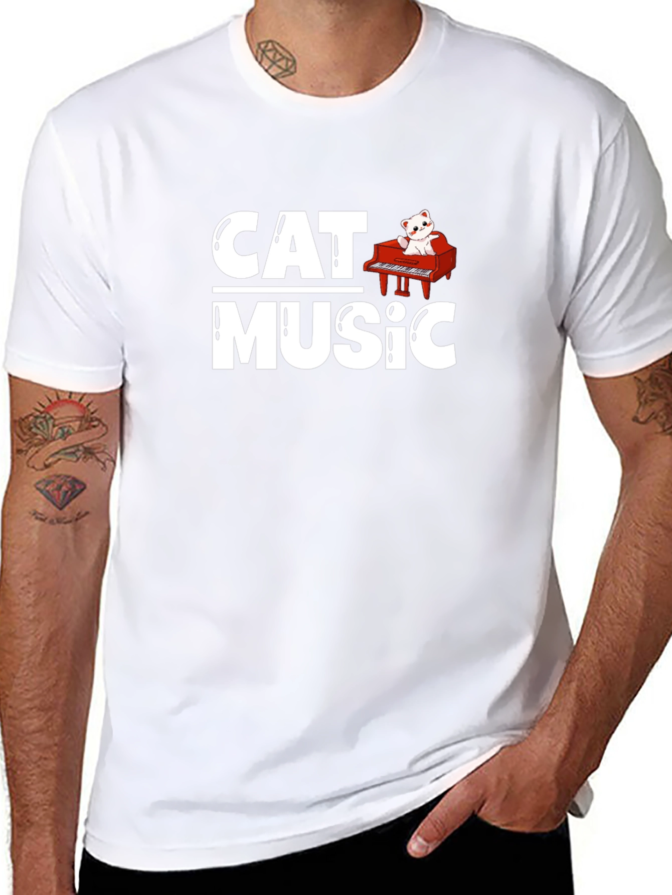Cat Music Black T-Shirt