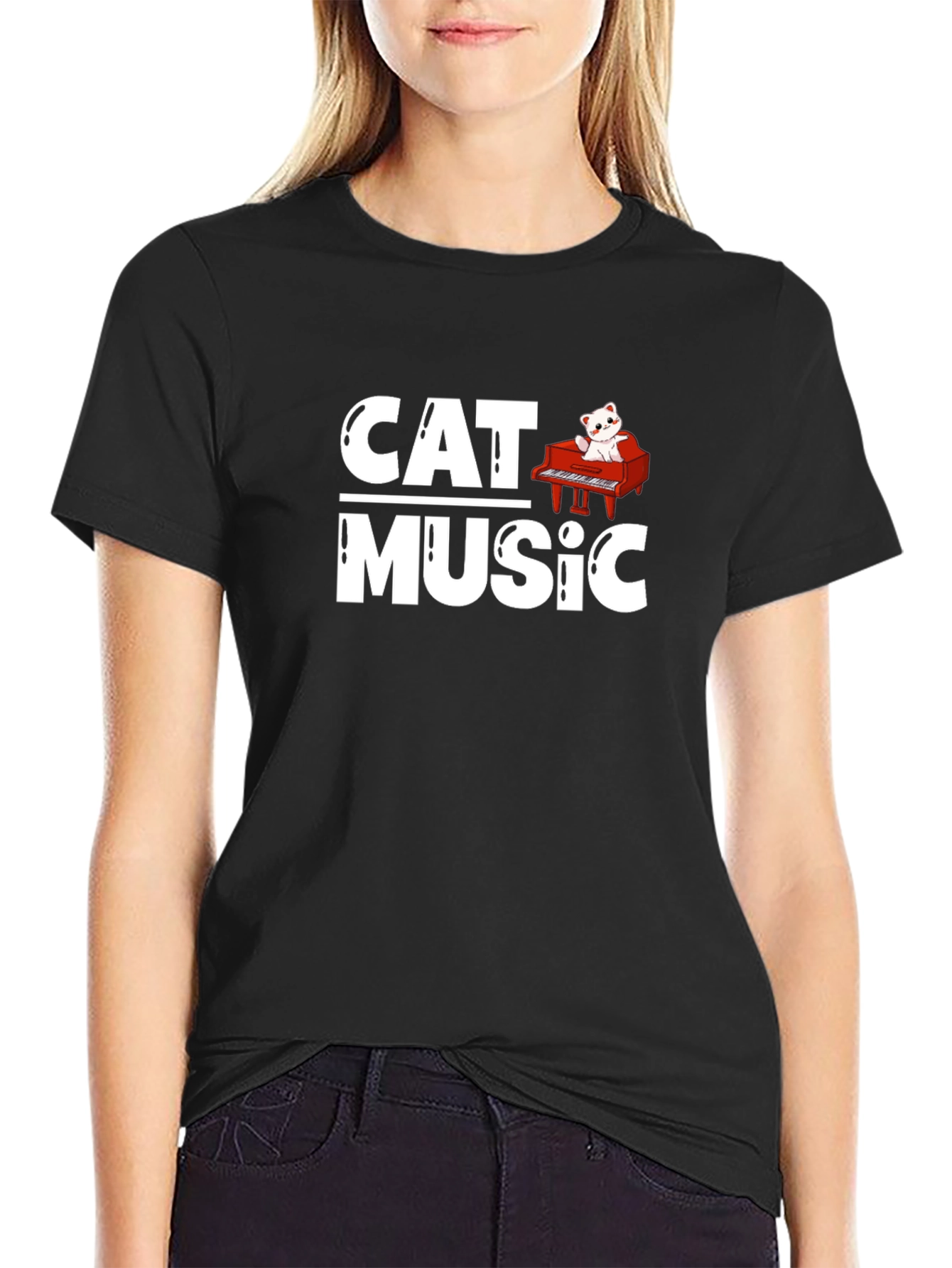 Cat Music Black T-Shirt