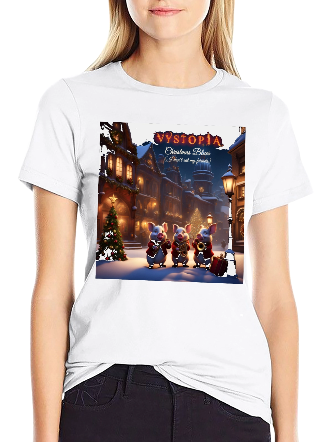 Vystopia Christmas Blues T-Shirt - Dont Eat My Friends